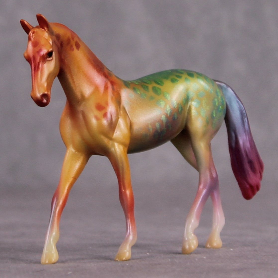 "Rainbow Splash" OOAK Glossy Rainbow Parrot Fish Inspired Warmblood Chip by Jess Hamill