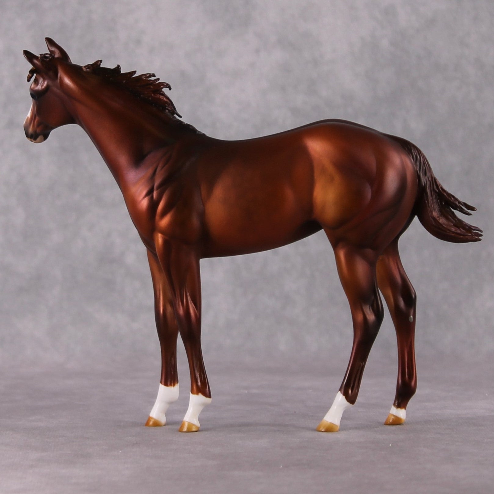 Darla OOAK Dapple Copper Chestnut Weanling By Julie Keim HS24 MHP Auction Piece