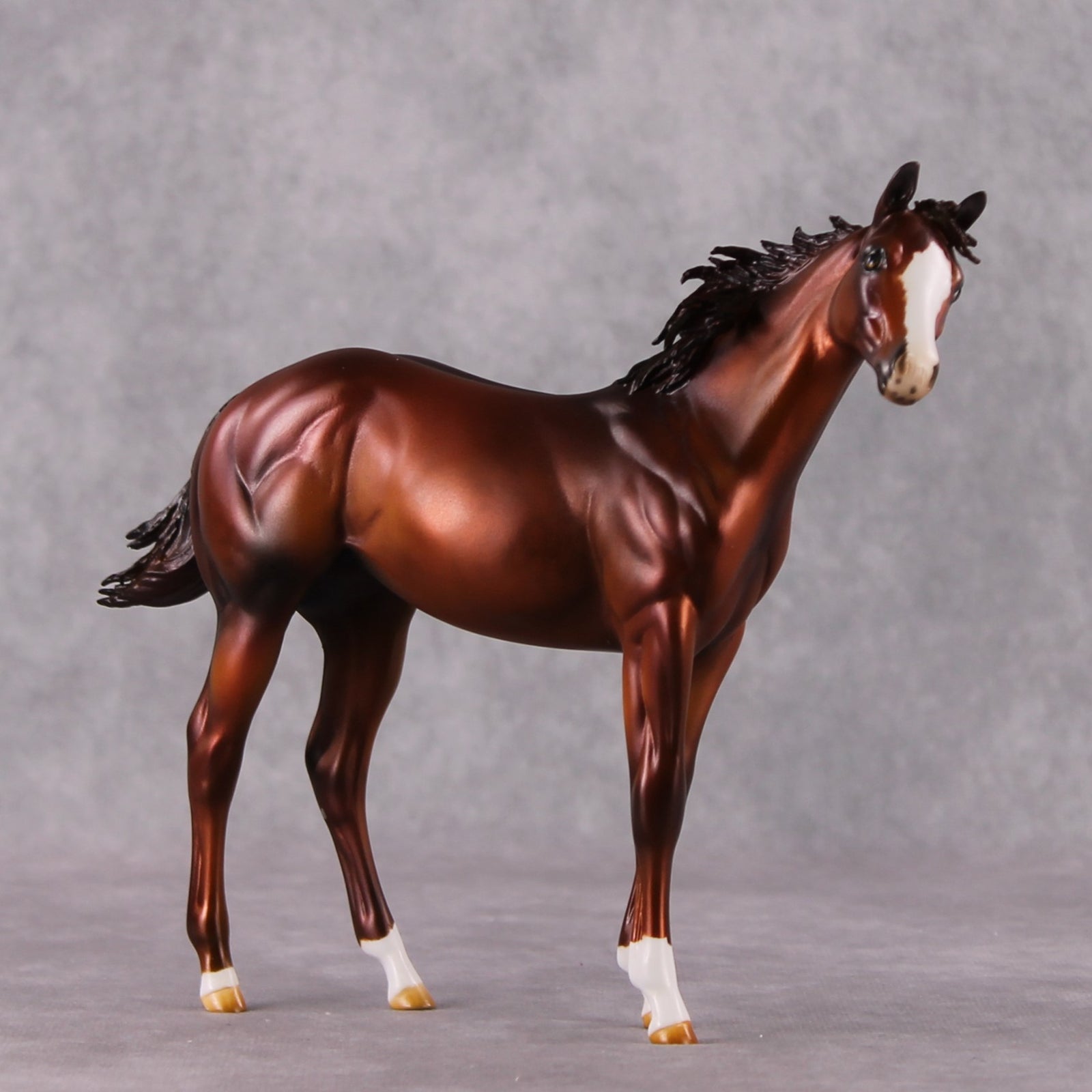 Darla OOAK Dapple Copper Chestnut Weanling By Julie Keim HS24 MHP Auction Piece