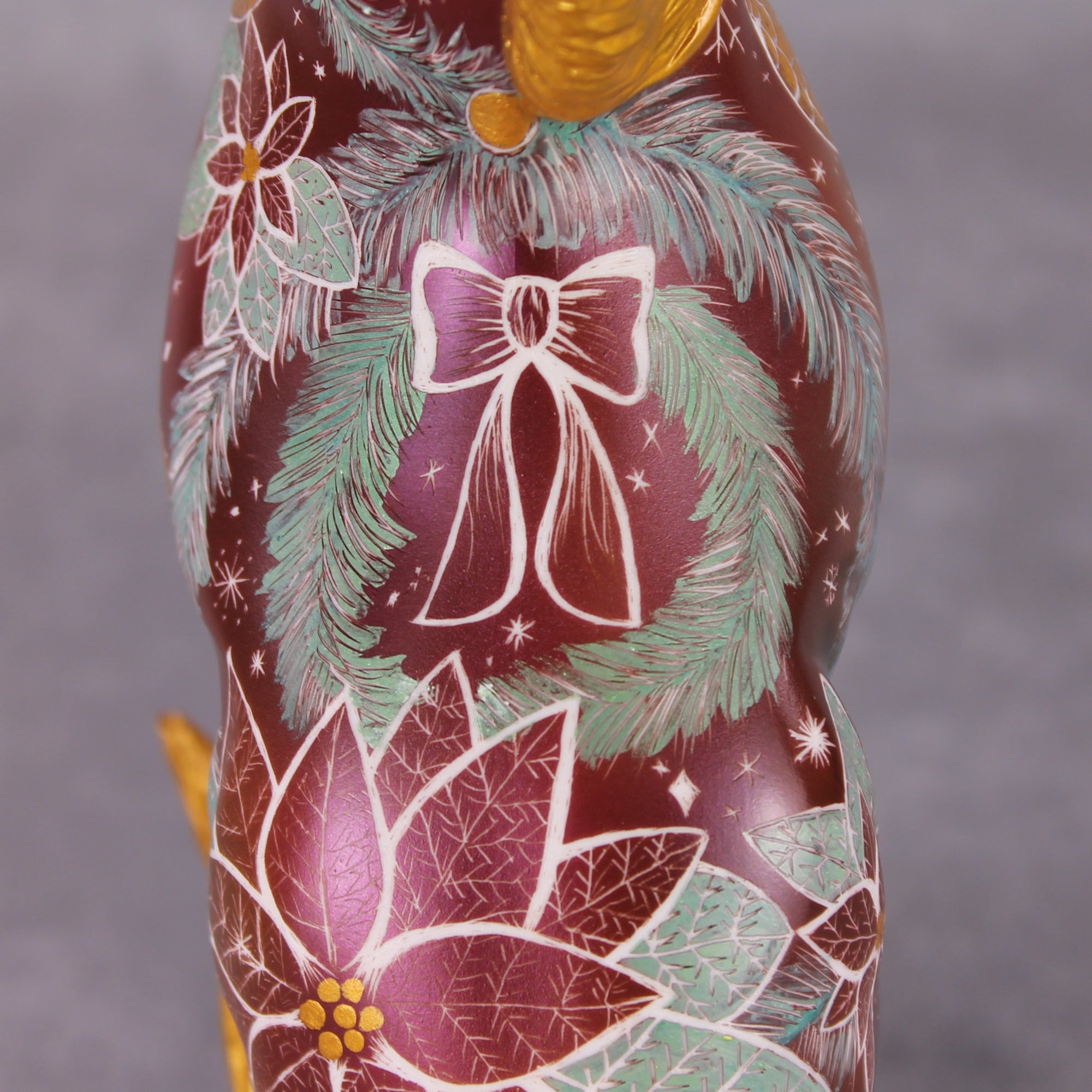 Get to the Poinsettia OOAK Etched Christmas Deco Morgan Painted By Kristen Cermele HS24 Best Offer