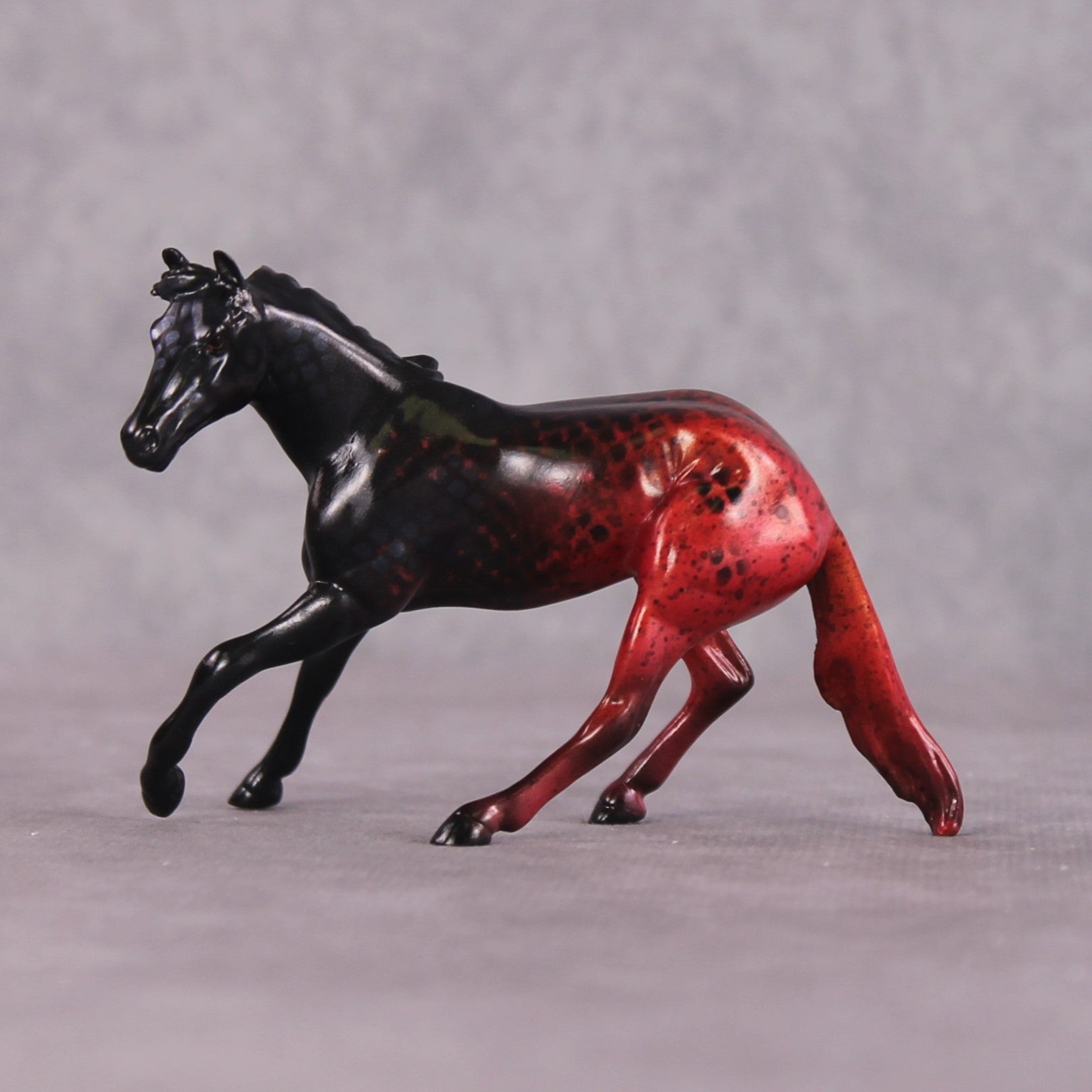 "Half Black Red" OOAK Glossy Guppy Fish Inspired Cutter Chip by Jess Hamill