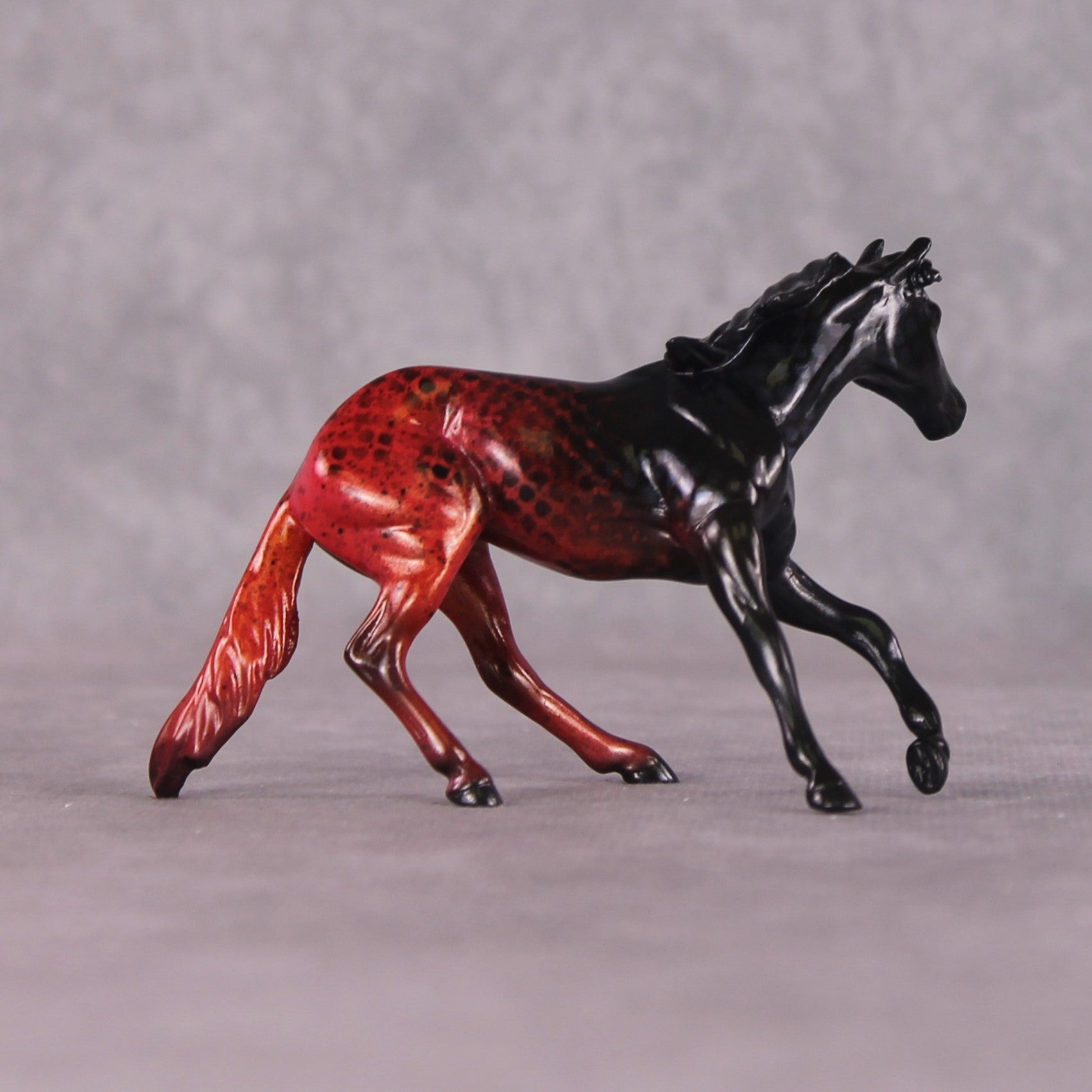 "Half Black Red" OOAK Glossy Guppy Fish Inspired Cutter Chip by Jess Hamill