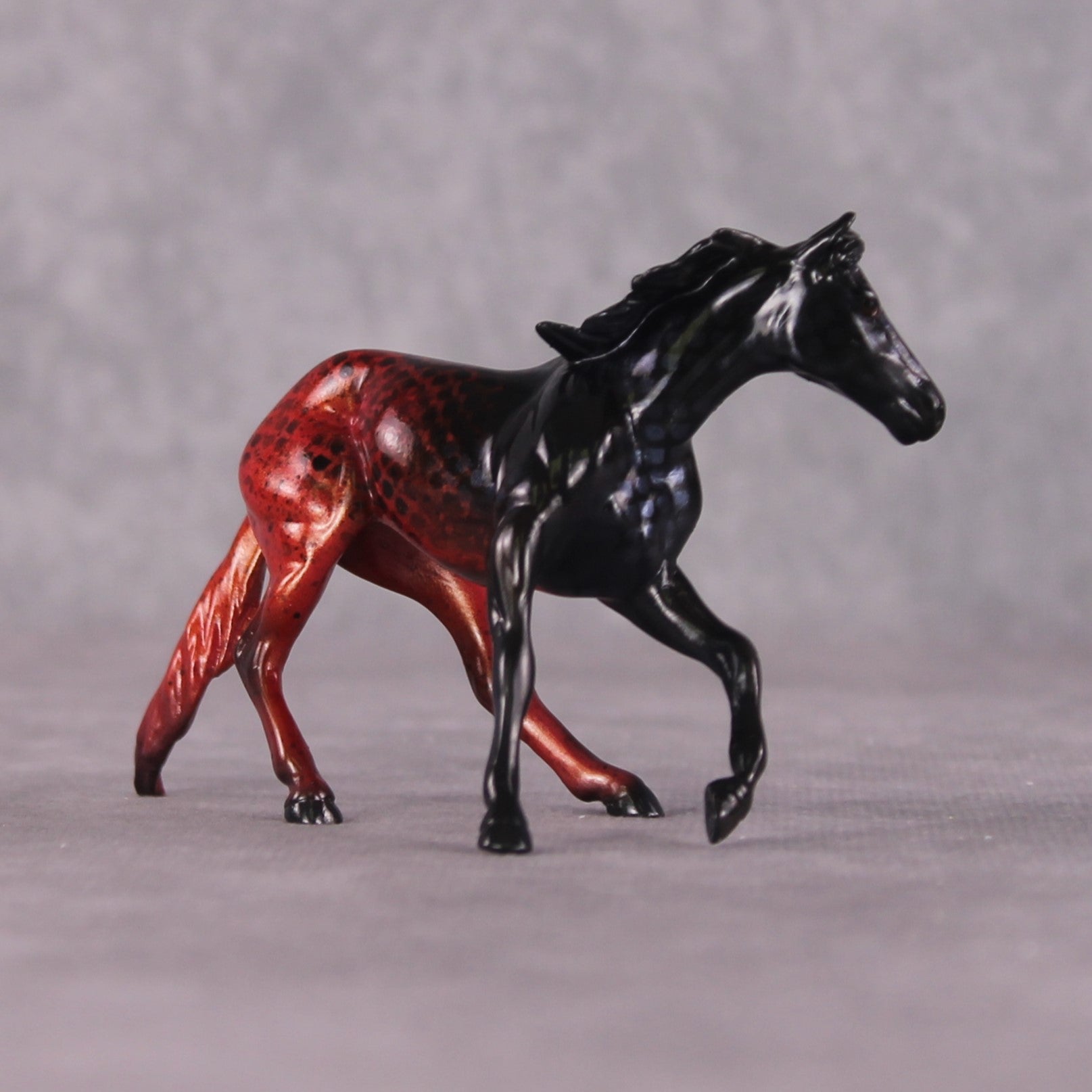 "Half Black Red" OOAK Glossy Guppy Fish Inspired Cutter Chip by Jess Hamill