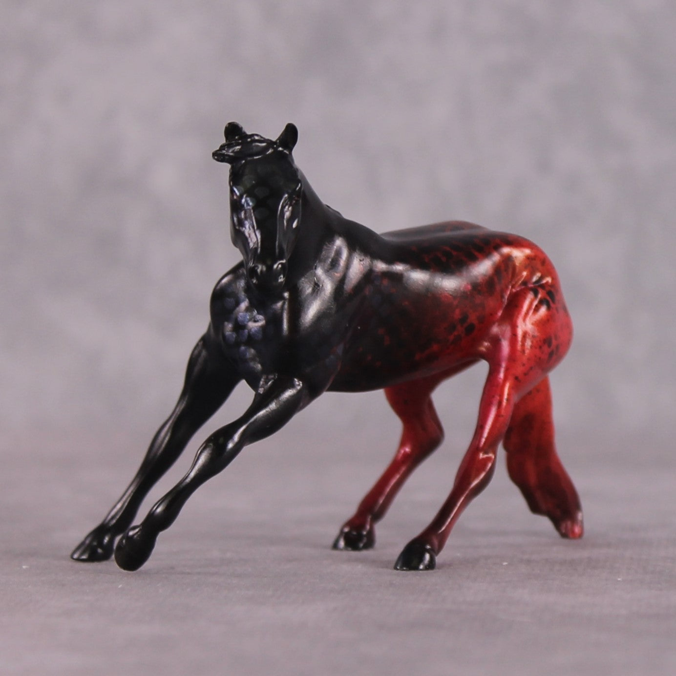 "Half Black Red" OOAK Glossy Guppy Fish Inspired Cutter Chip by Jess Hamill