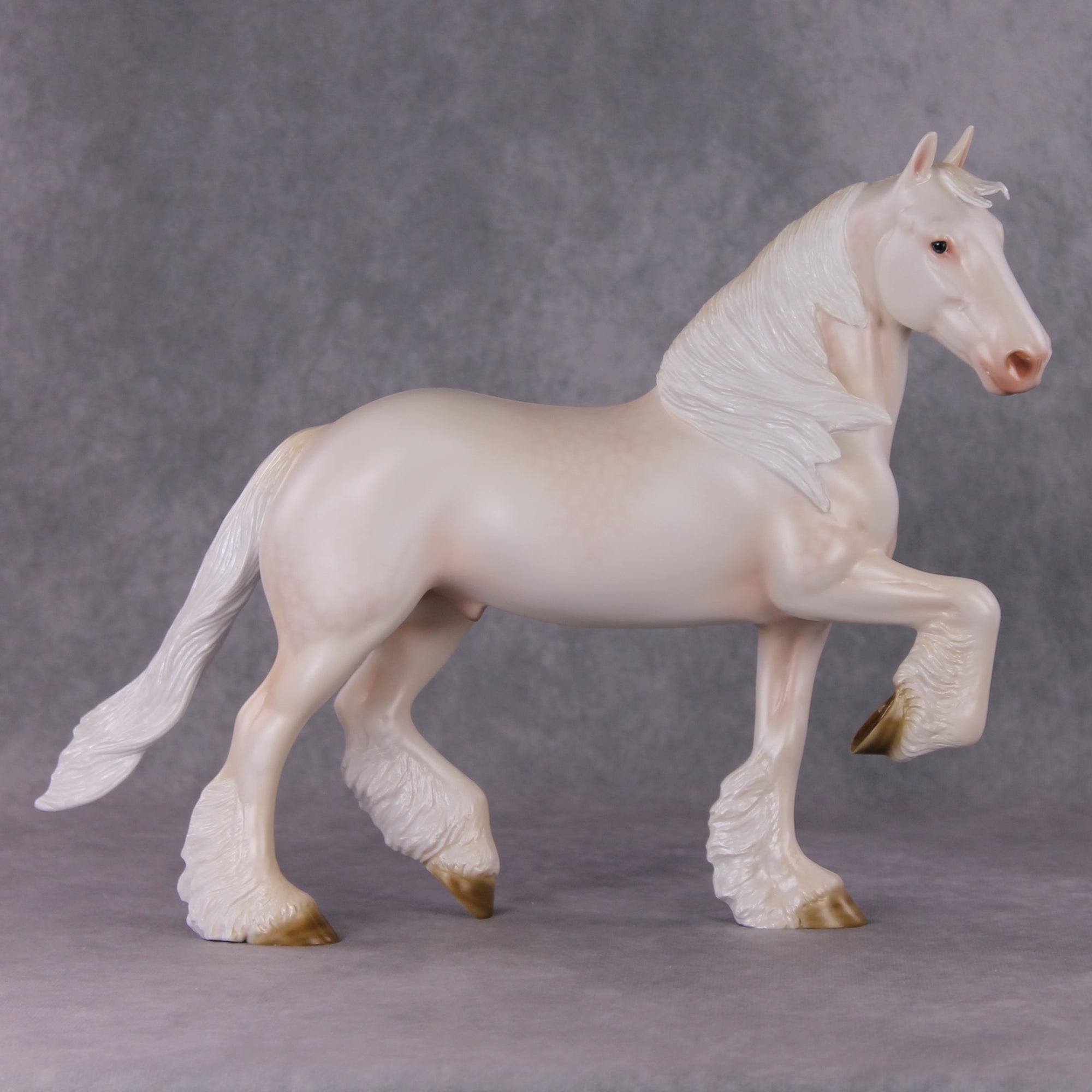 Winter's Touch OOAK Dappled Cremello Trotting Draft By Ashley Palmer HS24 MHP Auction Piece