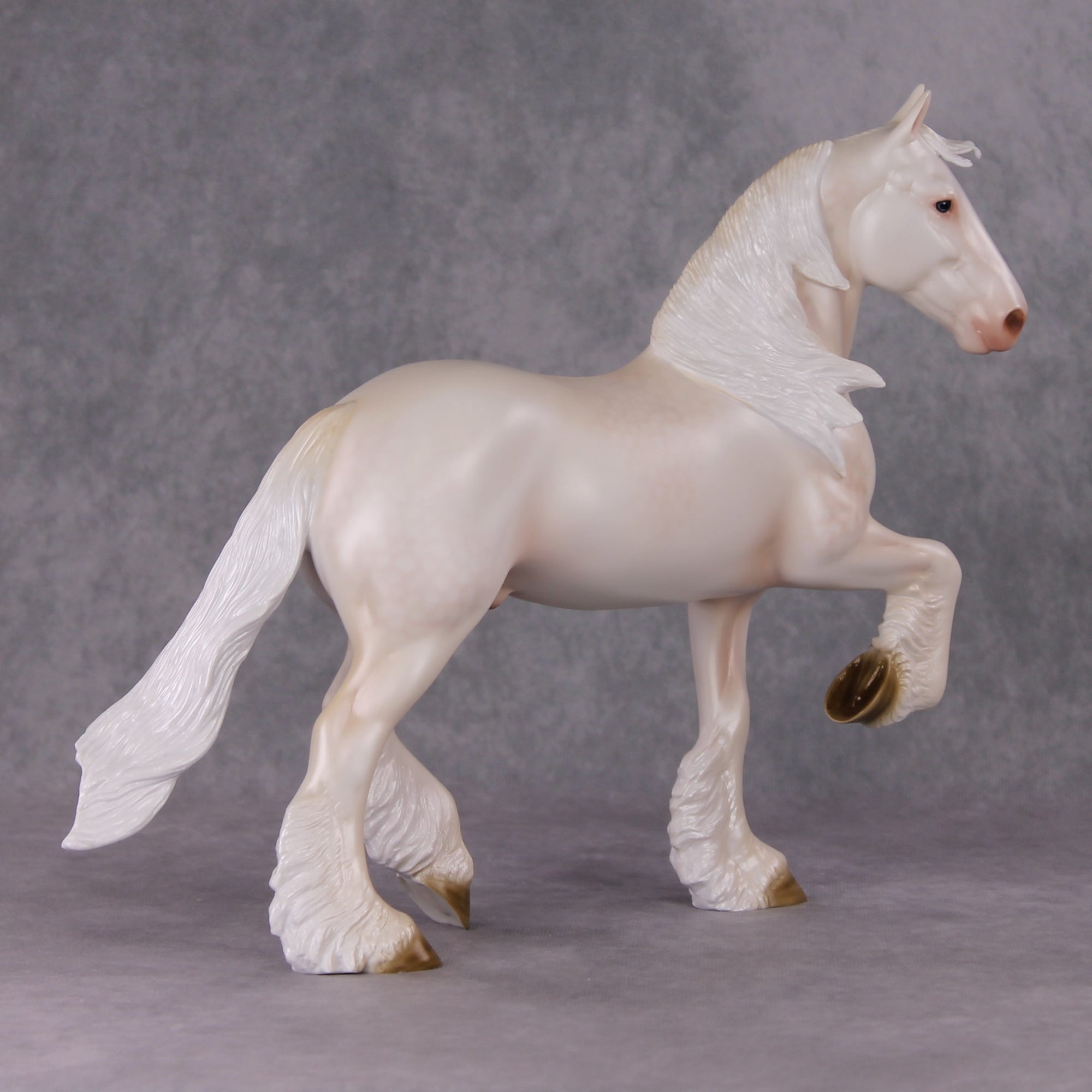 Winter&#39;s Touch OOAK Dappled Cremello Trotting Draft By Ashley Palmer HS24 MHP Auction Piece