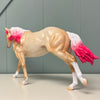 Kenough Yet? OOAK Palomino Running Stock Horse with Died Pink Mane and Tail by Ellen Robbins EQ24 MHP End of Month SS724