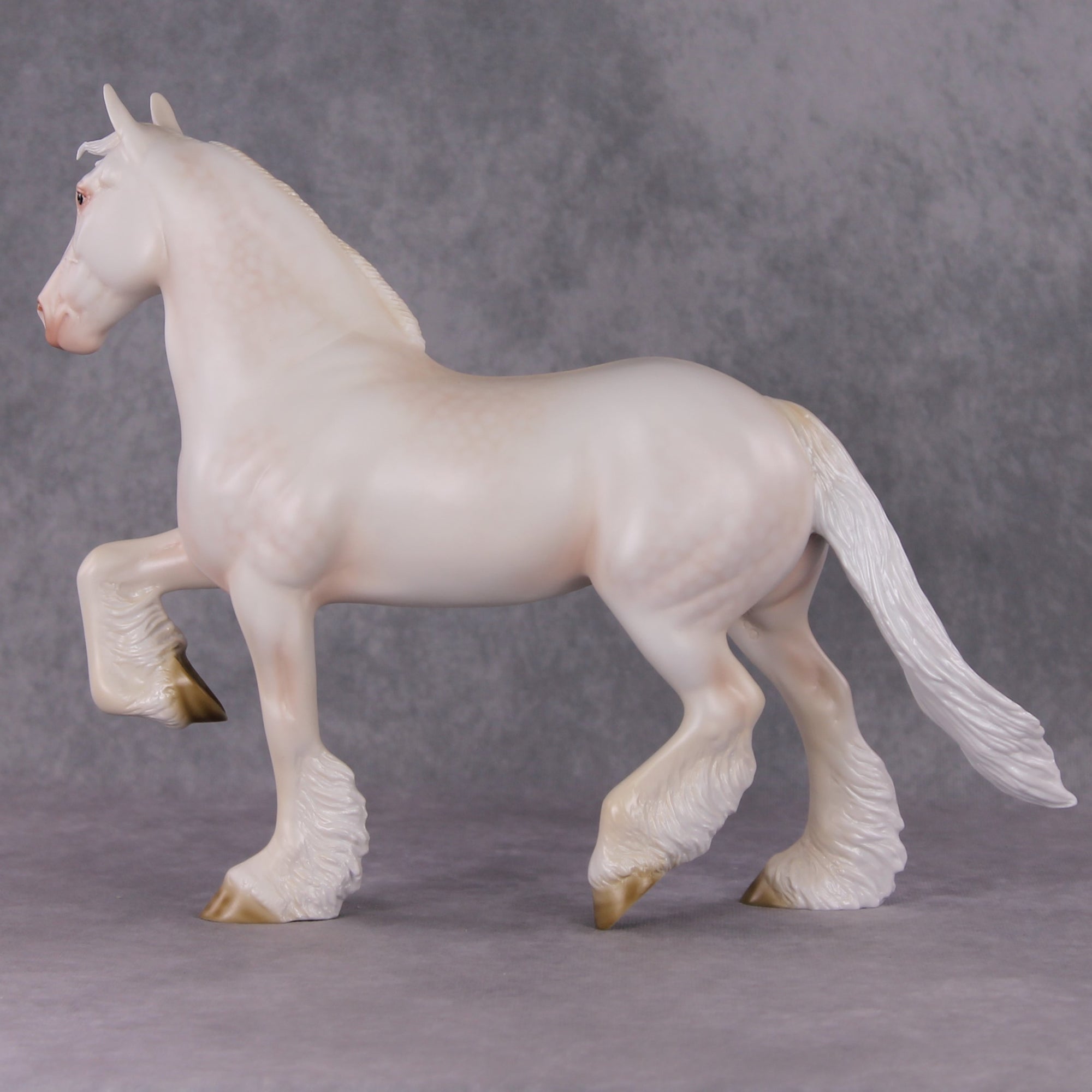 Winter&#39;s Touch OOAK Dappled Cremello Trotting Draft By Ashley Palmer HS24 MHP Auction Piece