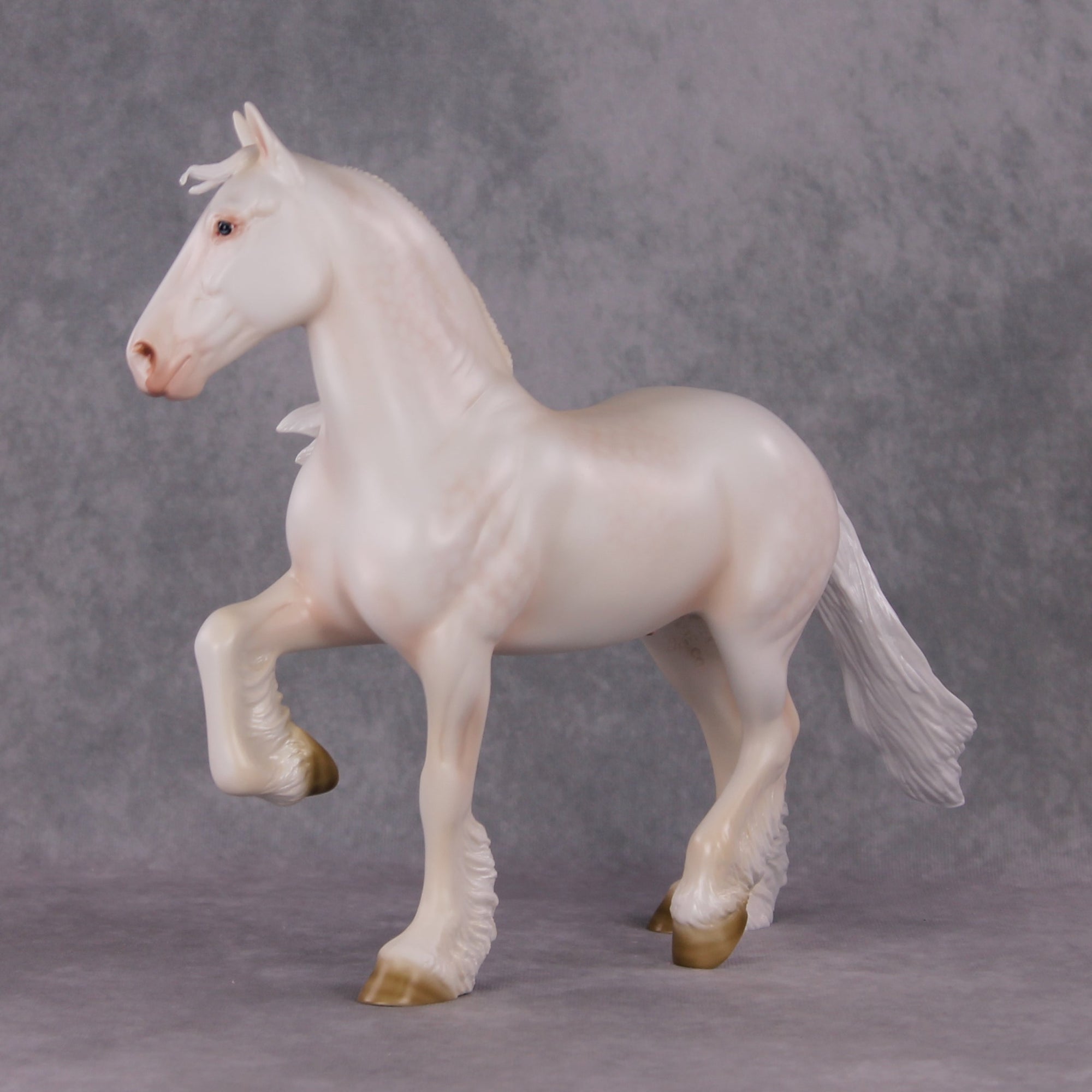 Winter&#39;s Touch OOAK Dappled Cremello Trotting Draft By Ashley Palmer HS24 MHP Auction Piece