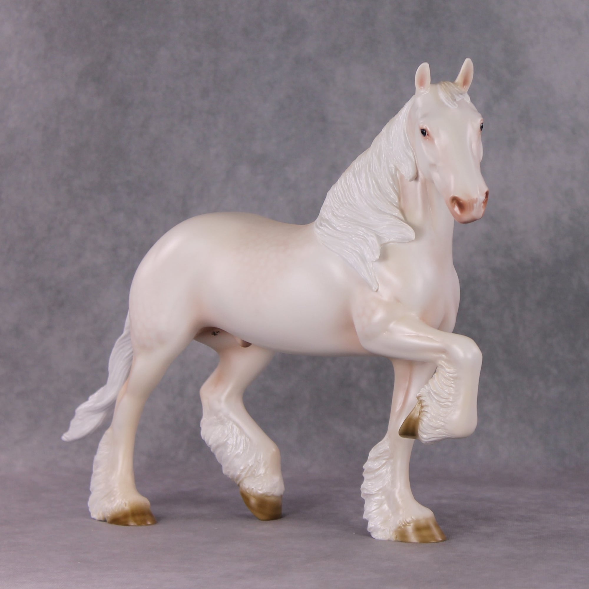 Winter&#39;s Touch OOAK Dappled Cremello Trotting Draft By Ashley Palmer HS24 MHP Auction Piece