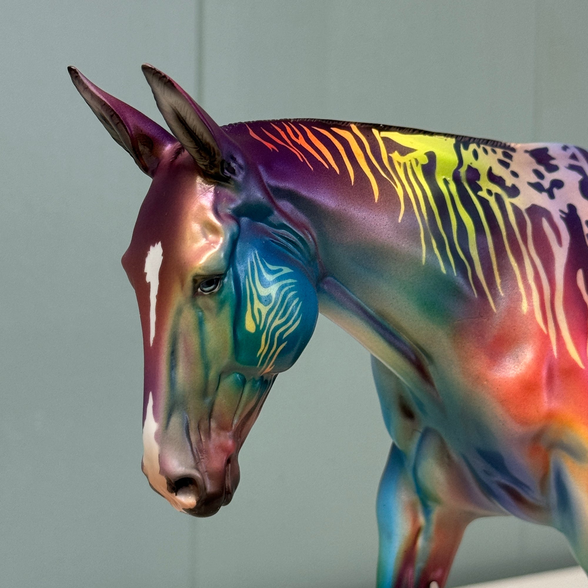 Wild Ride OOAK Deco Zebra Appaloosa Rainbow Colored Mule By Dawn Quick EQ24