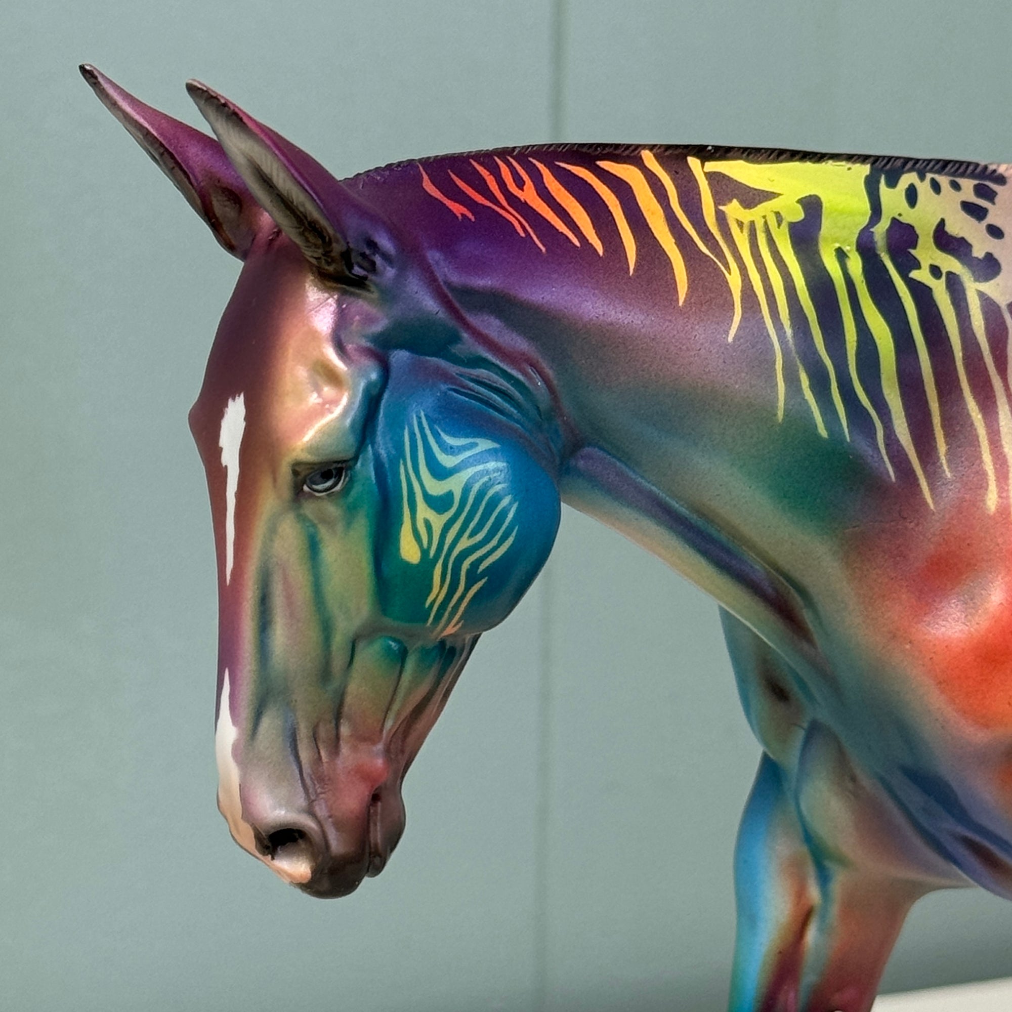 Wild Ride OOAK Deco Zebra Appaloosa Rainbow Colored Mule By Dawn Quick EQ24
