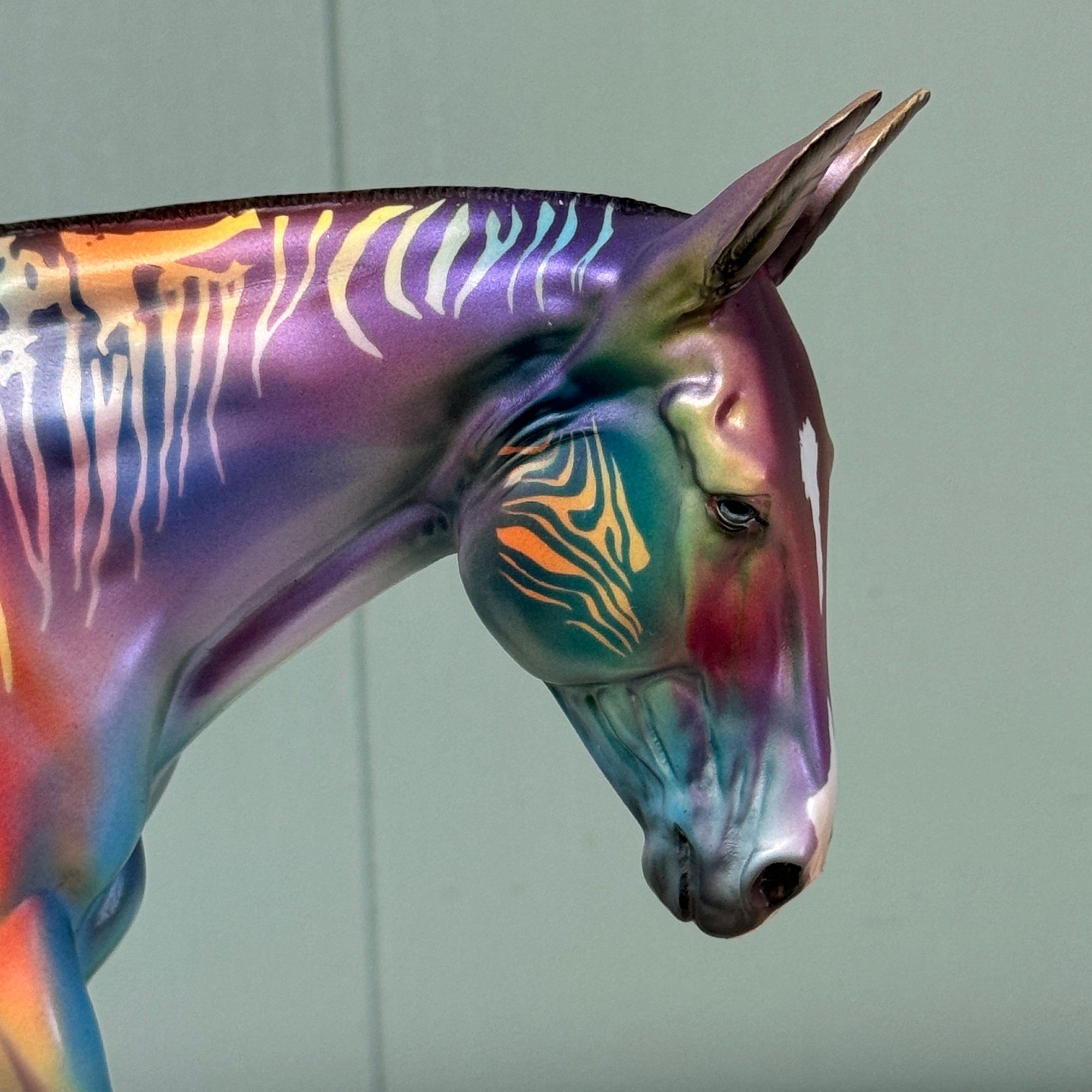 Wild Ride OOAK Deco Zebra Appaloosa Rainbow Colored Mule By Dawn Quick EQ24