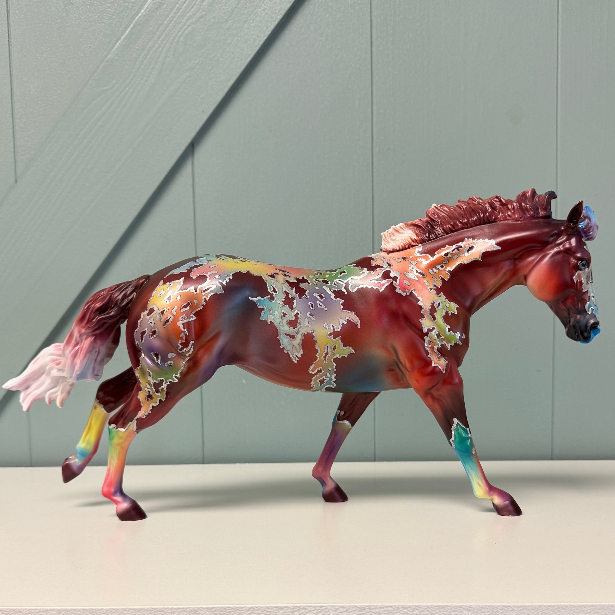 Dreaming in Color OOAK Deco Chestnut with Rainbow Coat Markings Remington By Dawn Quick EQ24