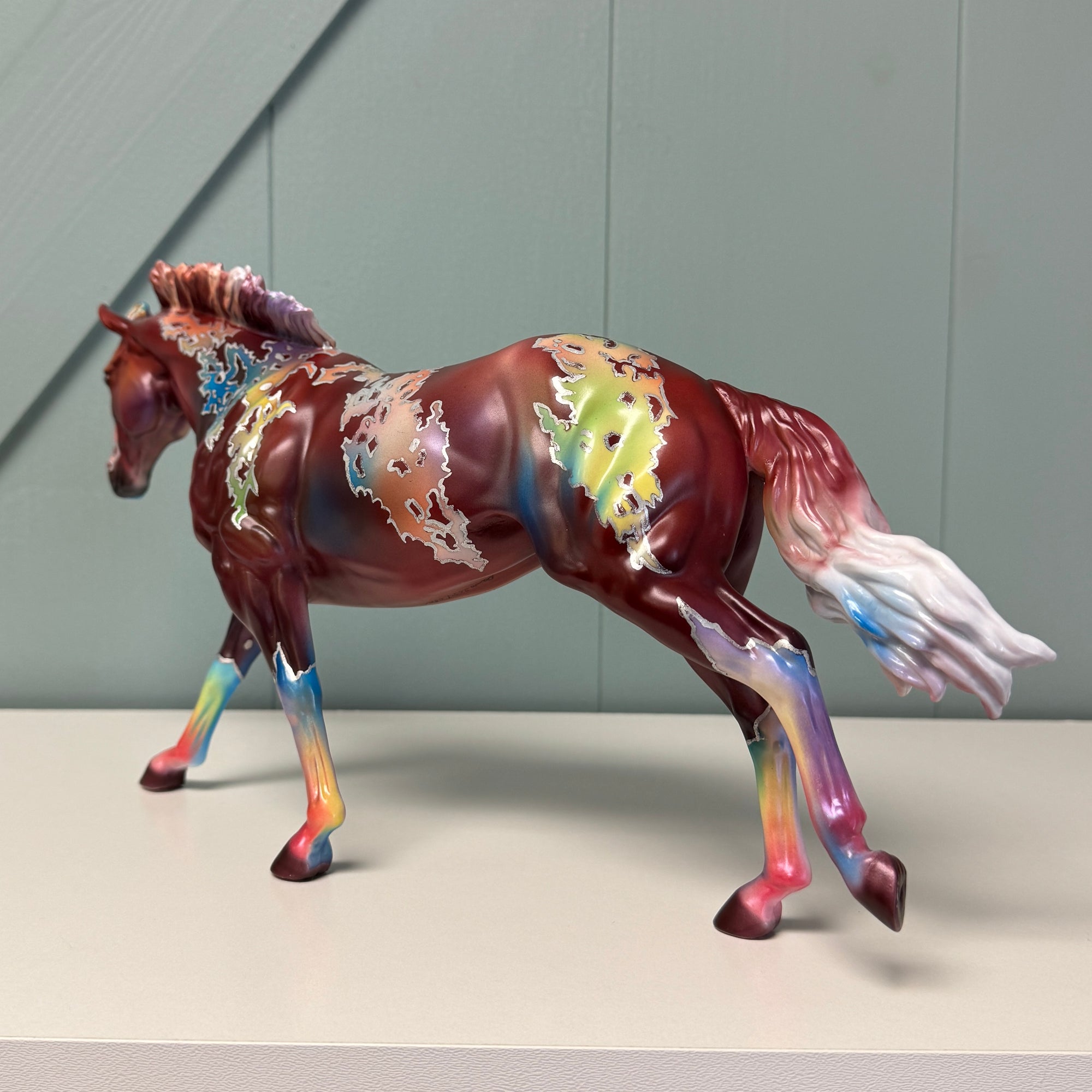 Dreaming in Color OOAK Deco Chestnut with Rainbow Coat Markings Remington By Dawn Quick EQ24