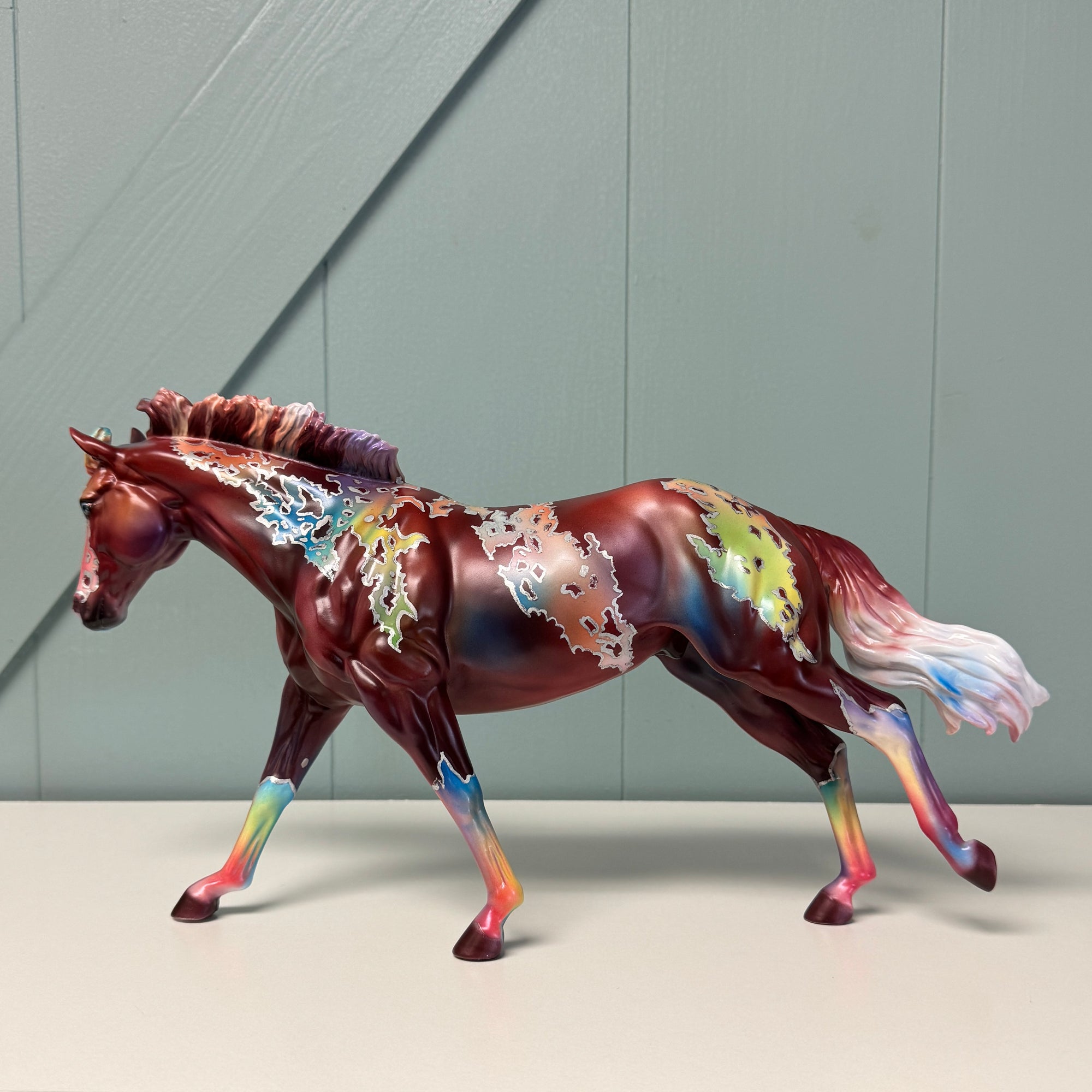 Dreaming in Color OOAK Deco Chestnut with Rainbow Coat Markings Remington By Dawn Quick EQ24