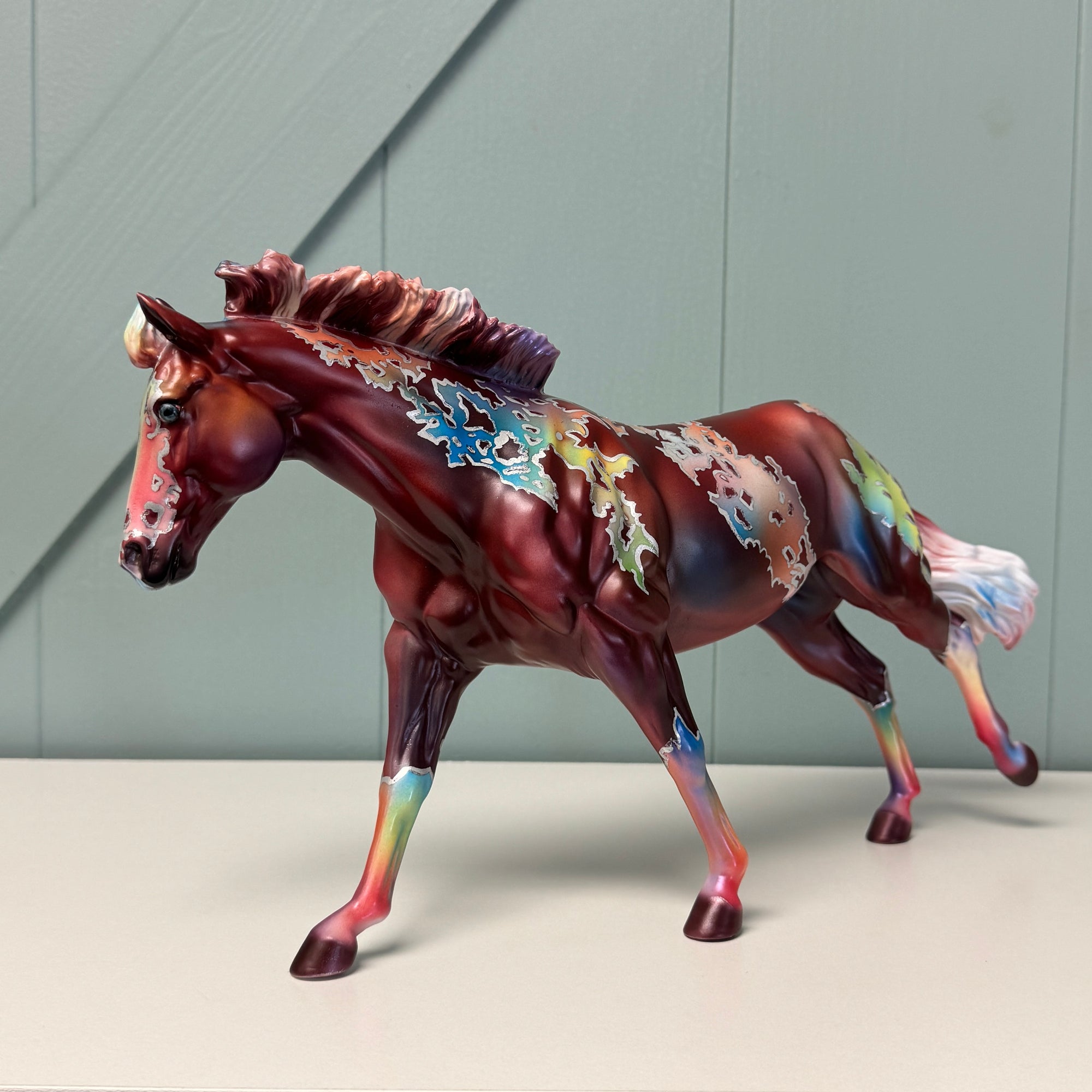 Dreaming in Color OOAK Deco Chestnut with Rainbow Coat Markings Remington By Dawn Quick EQ24