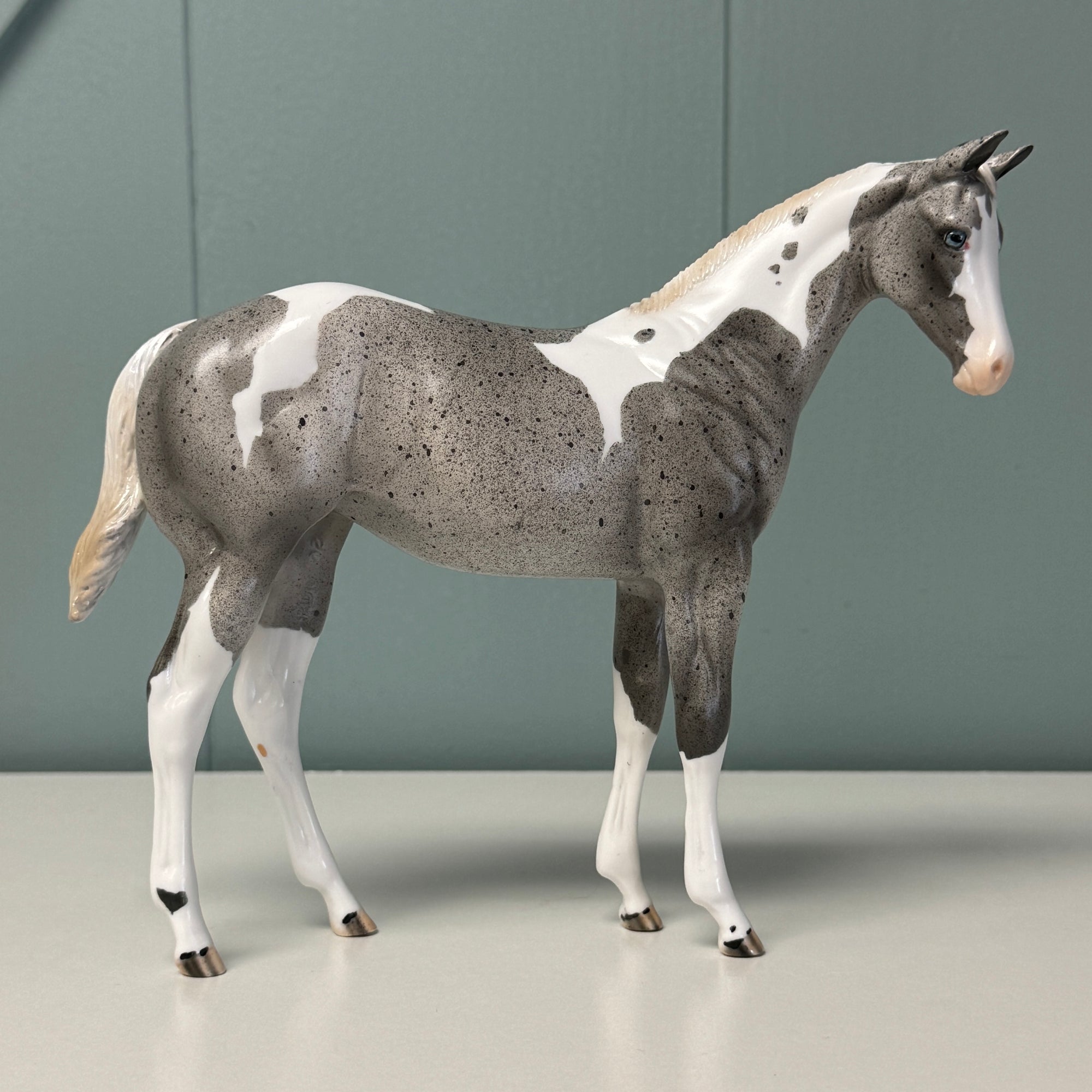 Halcyon OOAK Fleabitten Grey Tobiano Weanling By Dawn Quick EQ24