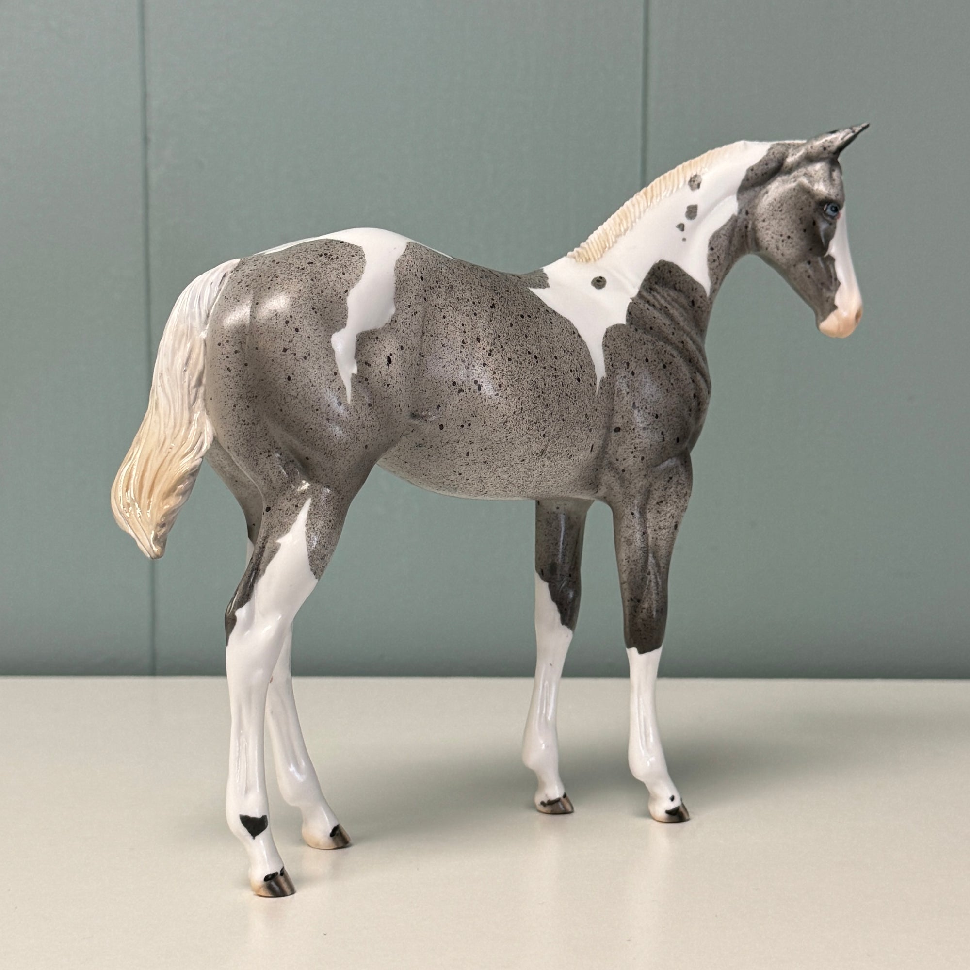 Halcyon OOAK Fleabitten Grey Tobiano Weanling By Dawn Quick EQ24