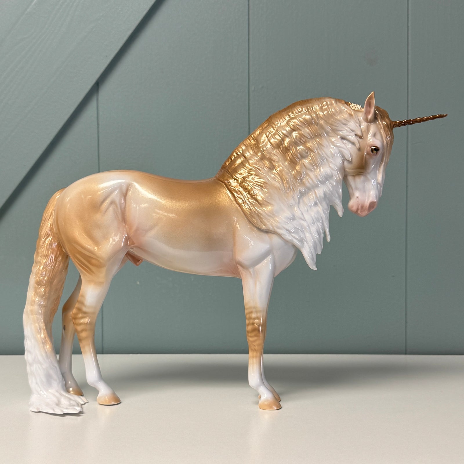 Congratulations: Two LE-10 Run PRIZE MODEL Gold Andalusian Unicorn with Dun Factors Deco By Jess Hamill - EQ24