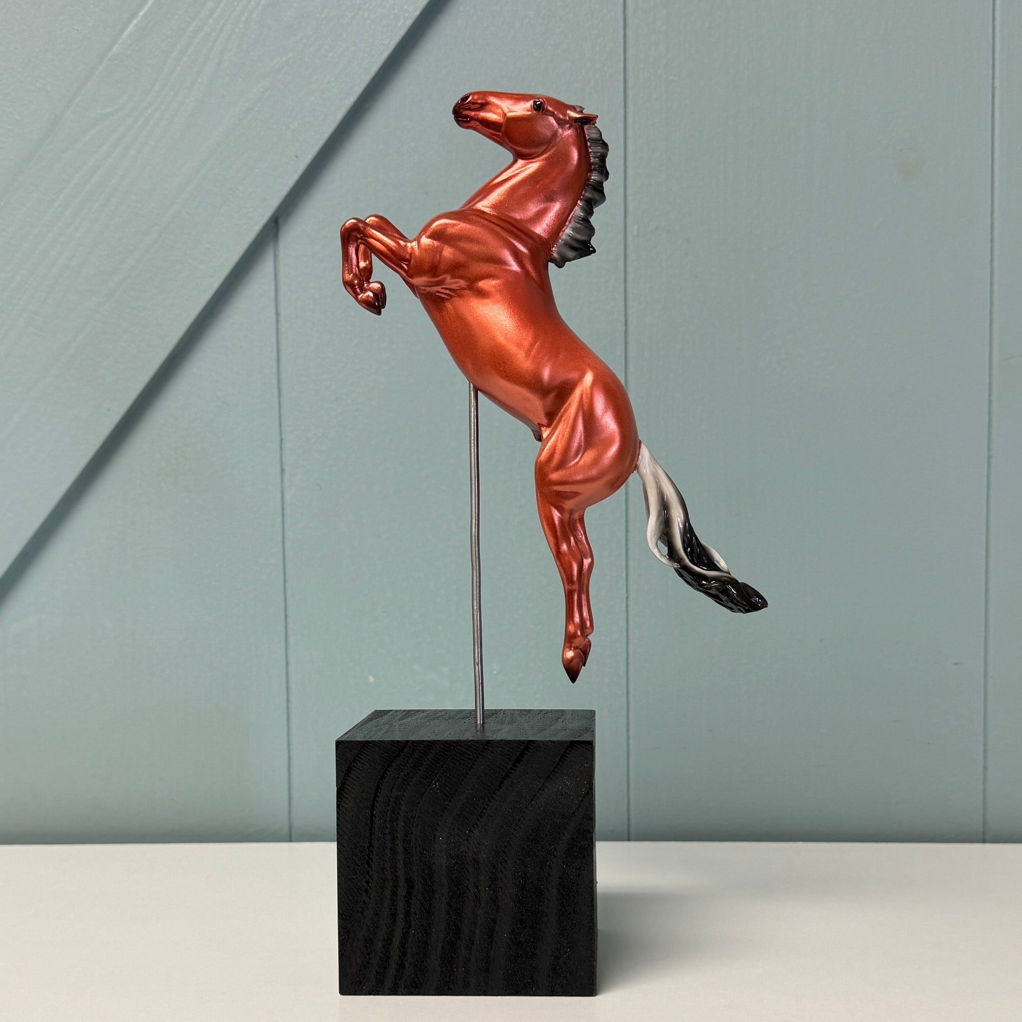 Effigy Horse #8 LE-5 Run Copper Bay Deco Jumping Rearing Pebble on a Posted Base By Ellen Robbins EQ24 Based on AotH Entry 3D Art From Beth Hyman