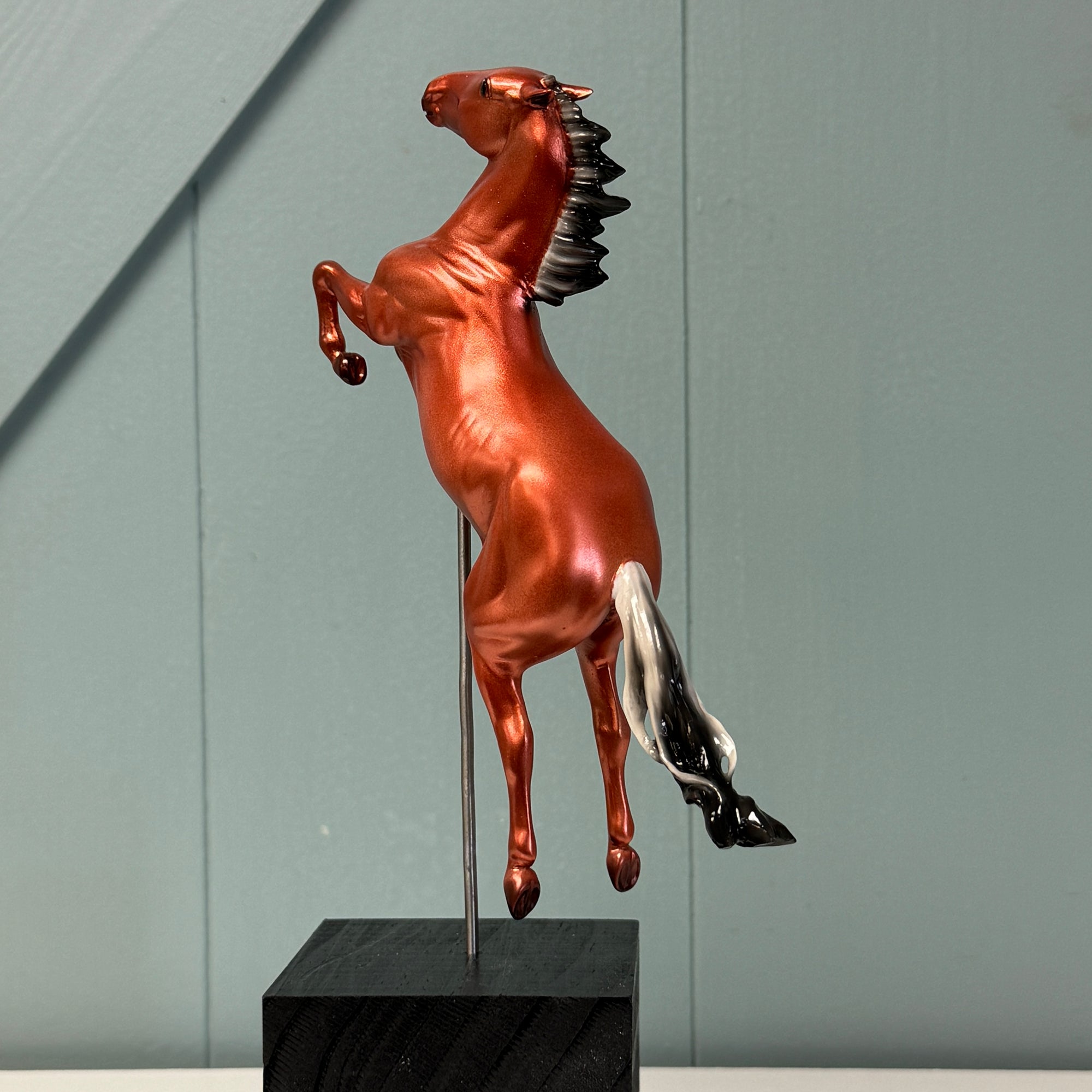 Effigy Horse #8 LE-5 Run Copper Bay Deco Jumping Rearing Pebble on a Posted Base By Ellen Robbins EQ24 Based on AotH Entry 3D Art From Beth Hyman