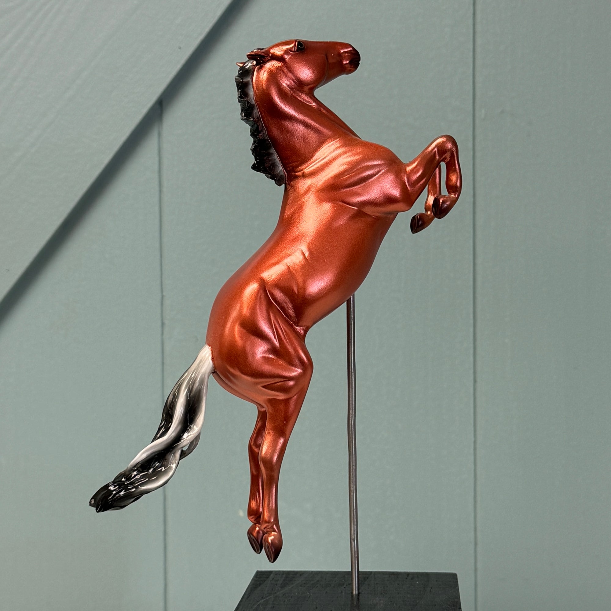 Effigy Horse #8 LE-5 Run Copper Bay Deco Jumping Rearing Pebble on a Posted Base By Ellen Robbins EQ24 Based on AotH Entry 3D Art From Beth Hyman