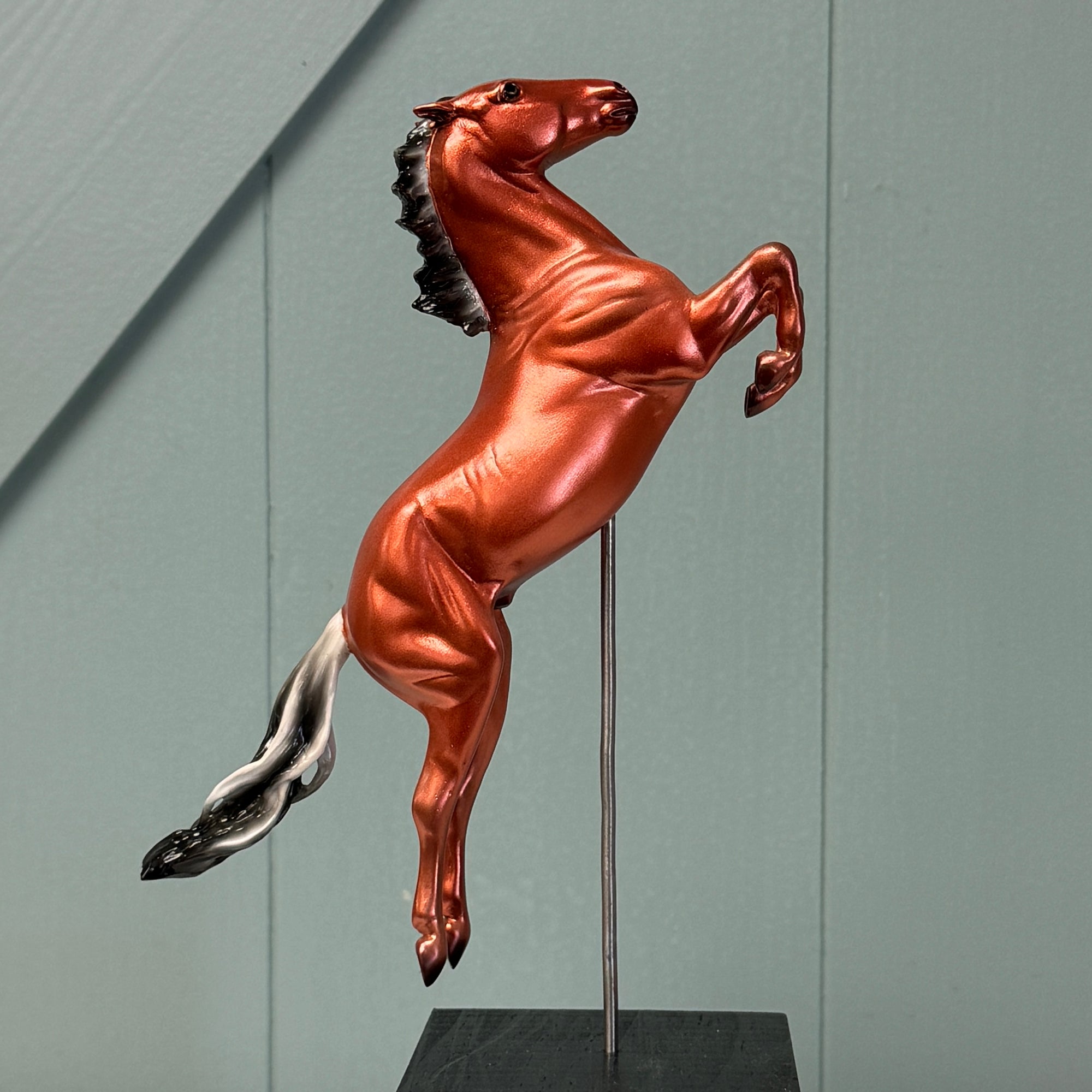 Effigy Horse #8 LE-5 Run Copper Bay Deco Jumping Rearing Pebble on a Posted Base By Ellen Robbins EQ24 Based on AotH Entry 3D Art From Beth Hyman