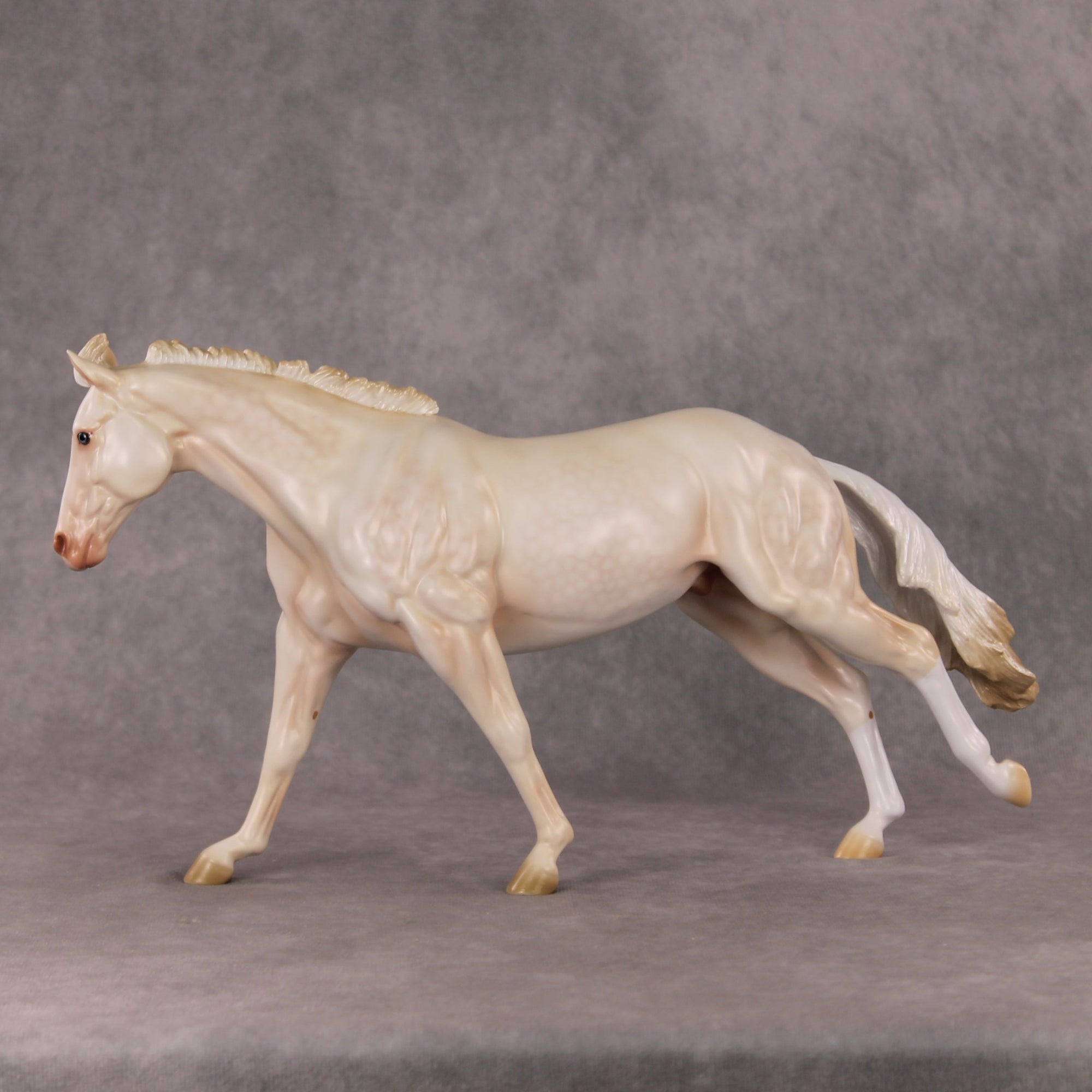 Guiding Light OOAK Dapple Cremello Running Stock Horse By Ashley Palmer HS24