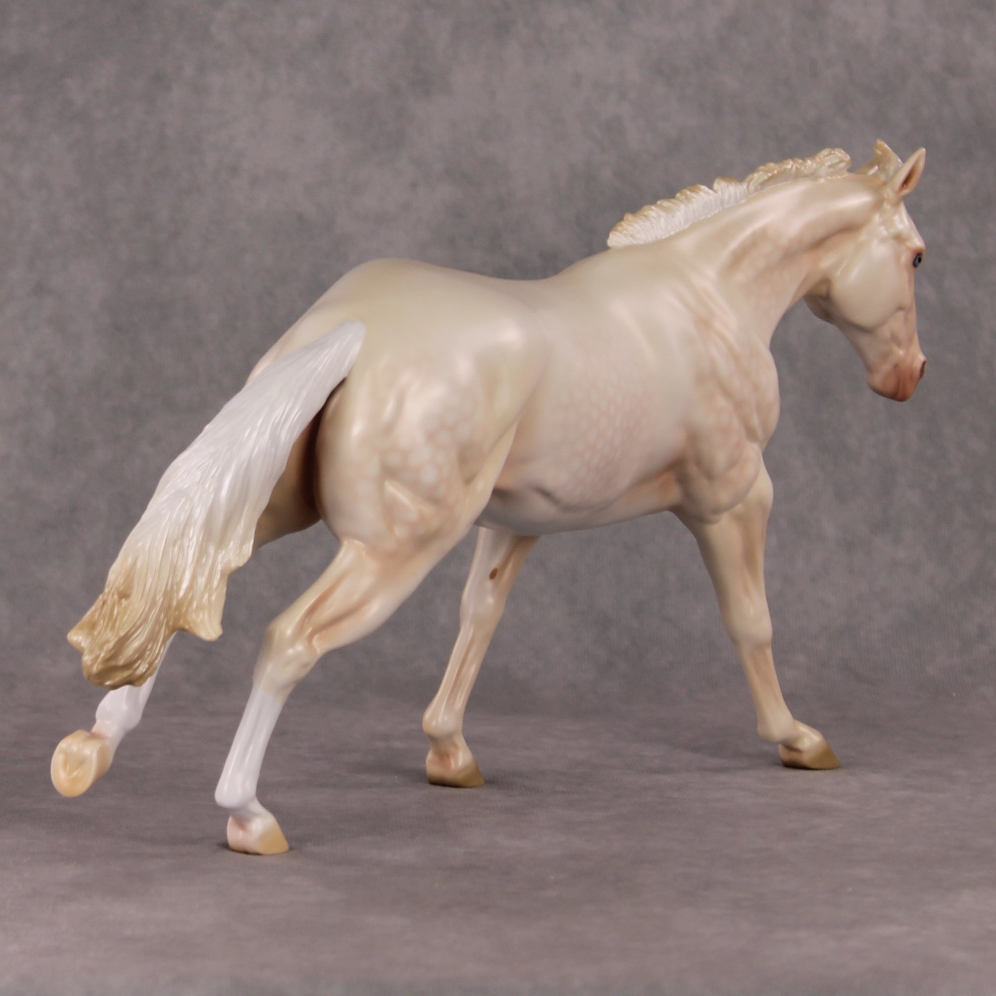 Guiding Light OOAK Dapple Cremello Running Stock Horse By Ashley Palmer HS24
