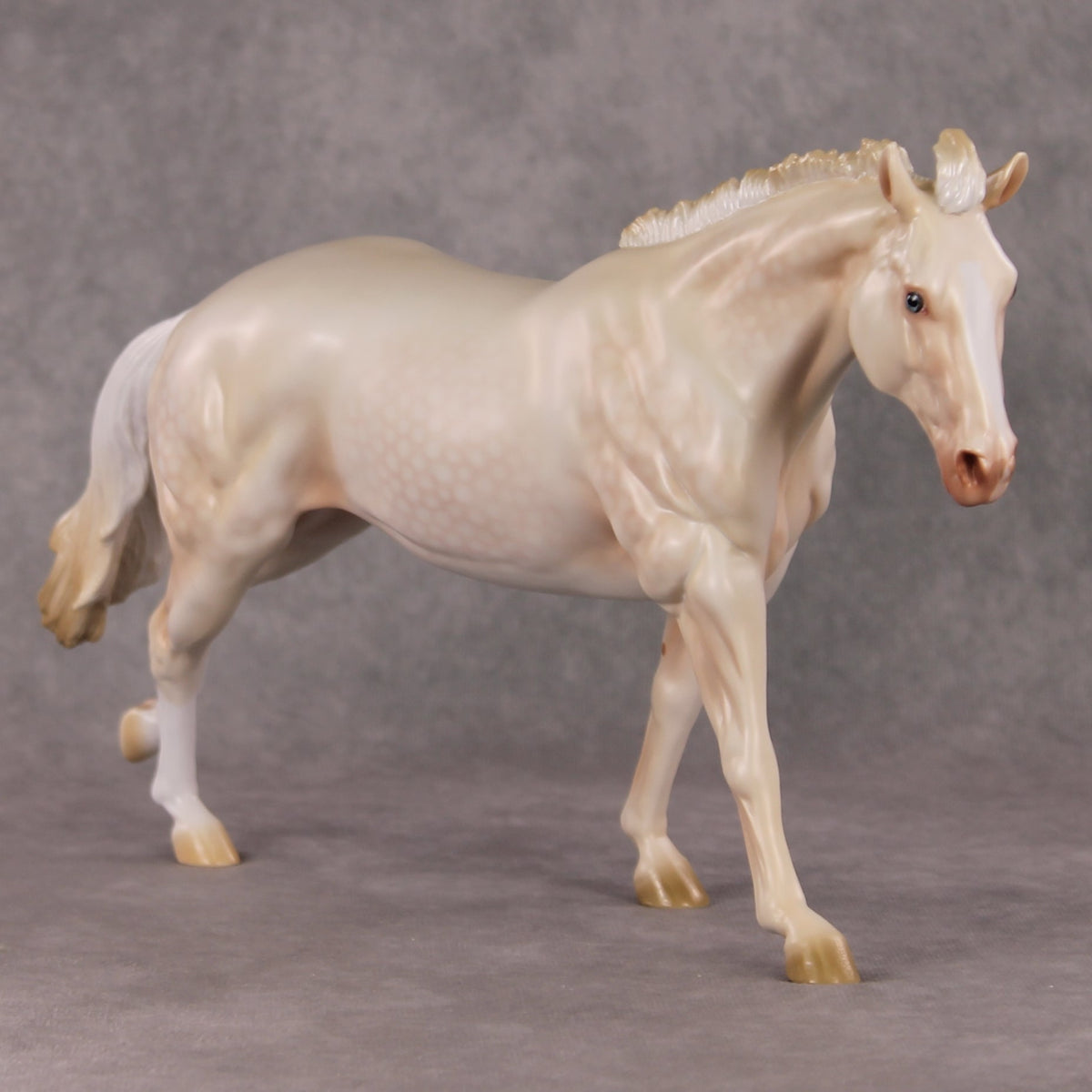 Guiding Light OOAK Dapple Cremello Running Stock Horse By Ashley Palmer HS24