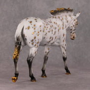 Julia OOAK Golden Leopard Appaloosa with Silver Accents Mule By Dawn Quick HS24