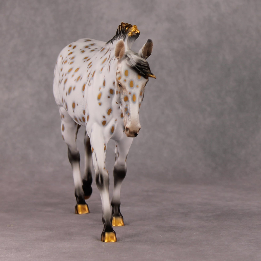 Julia OOAK Golden Leopard Appaloosa with Silver Accents Mule By Dawn Quick HS24