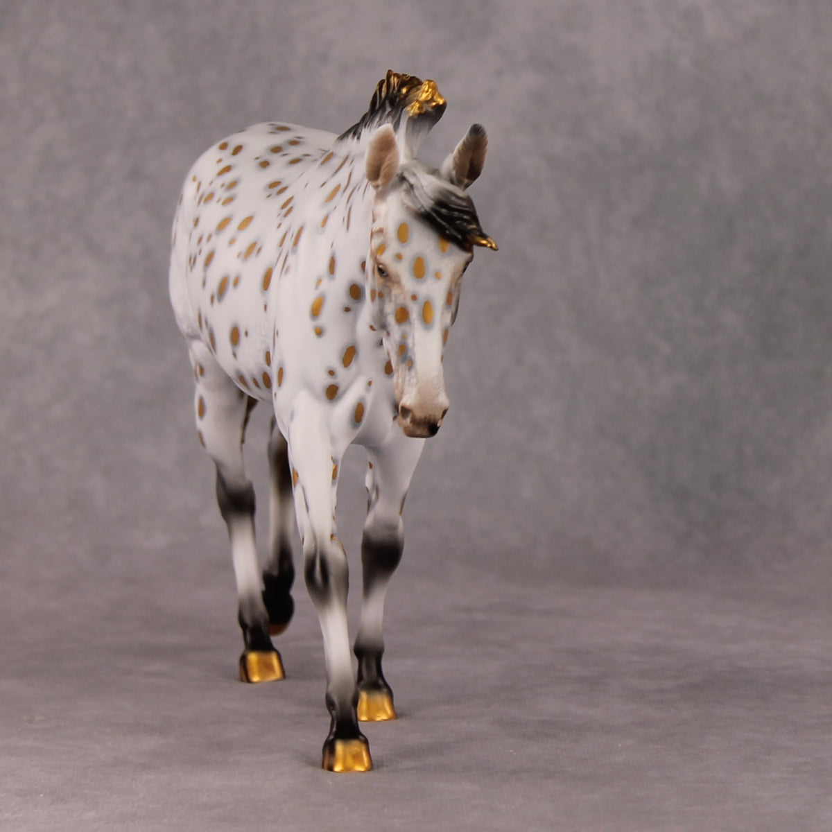 Julia OOAK Golden Leopard Appaloosa with Silver Accents Mule By Dawn Quick HS24