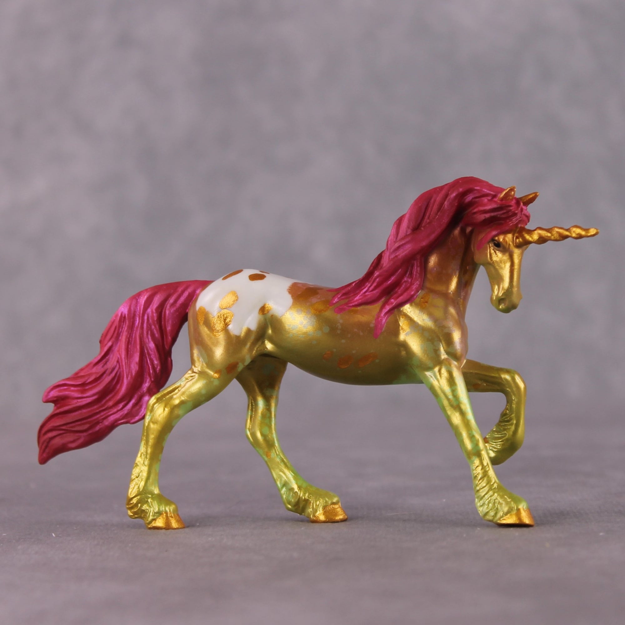 "Gilded" OOAK EFCM Unicorn Friesian Chip By Kristen Cermele - April GemStones Series