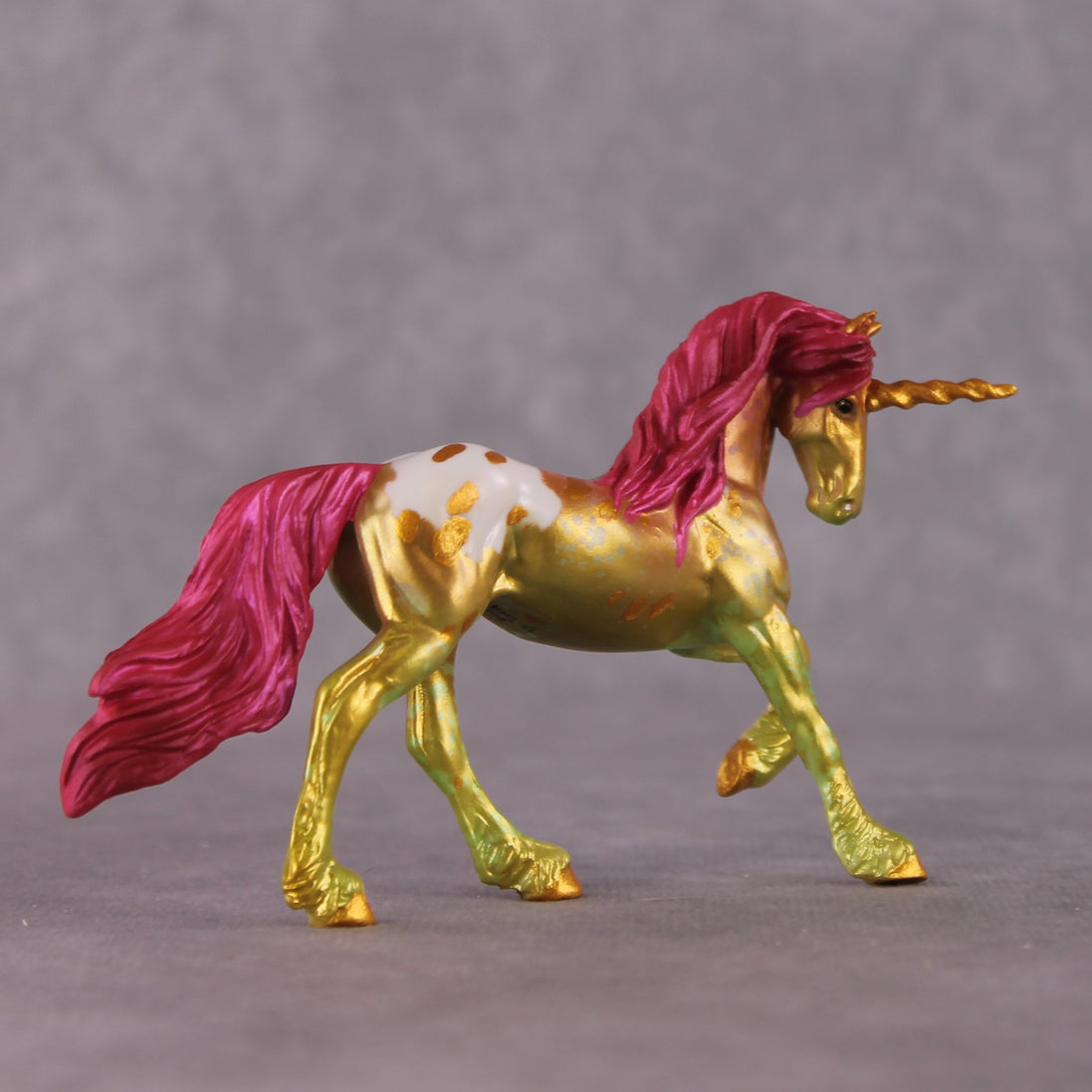 "Gilded" OOAK EFCM Unicorn Friesian Chip By Kristen Cermele - April GemStones Series