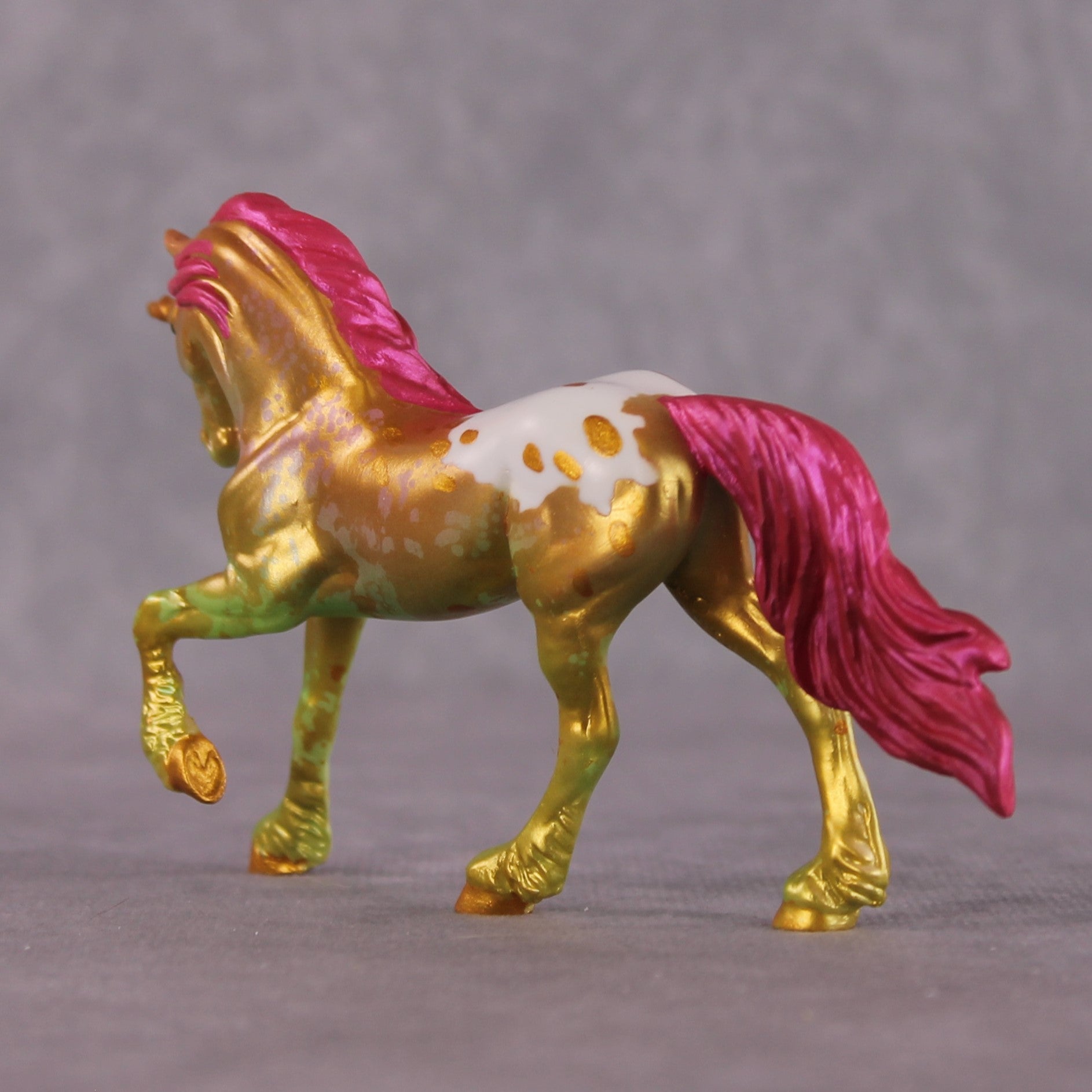 "Gilded" OOAK EFCM Unicorn Friesian Chip By Kristen Cermele - April GemStones Series