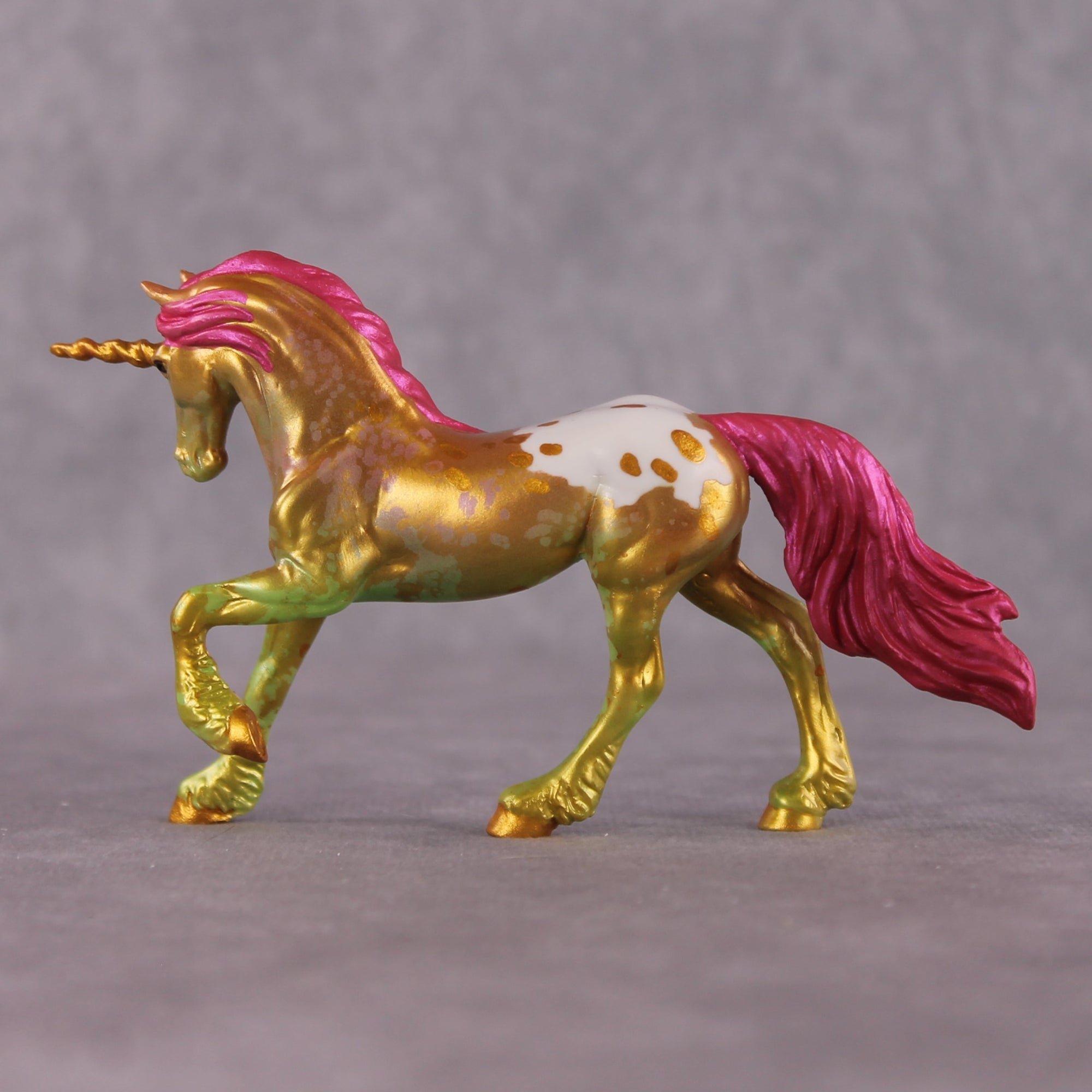 "Gilded" OOAK EFCM Unicorn Friesian Chip By Kristen Cermele - April GemStones Series
