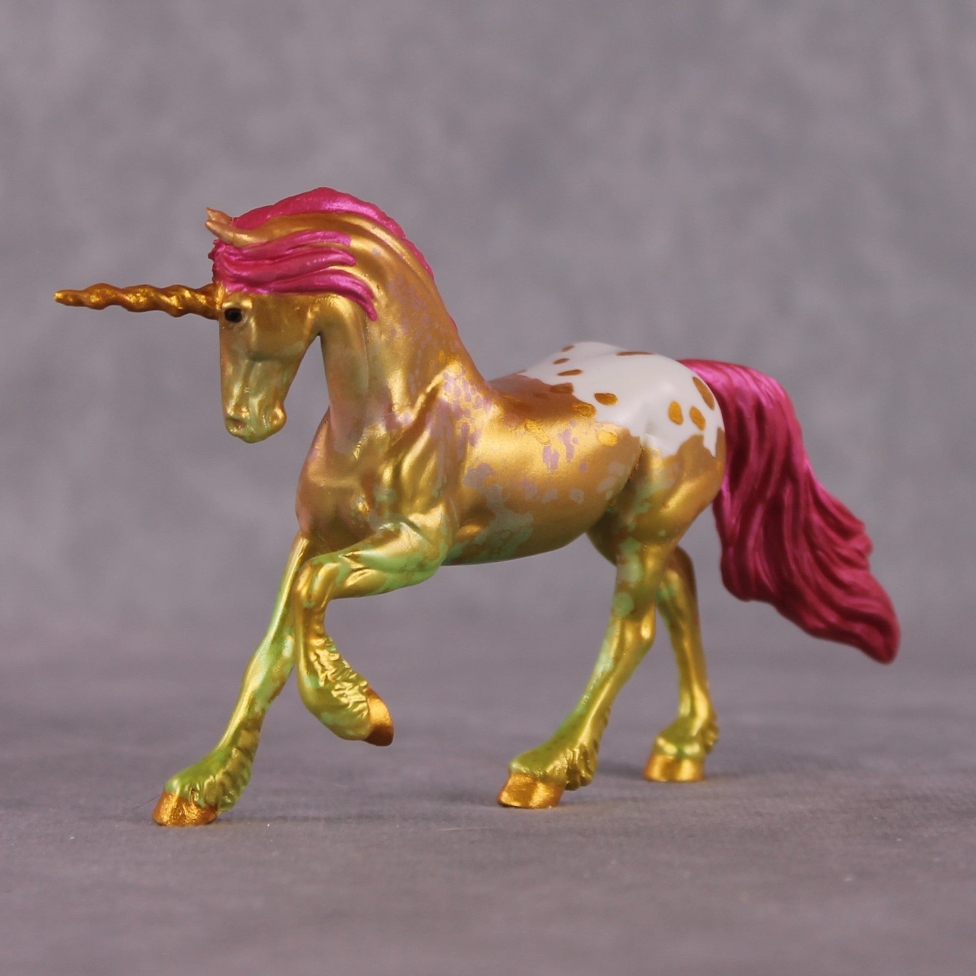"Gilded" OOAK EFCM Unicorn Friesian Chip By Kristen Cermele - April GemStones Series