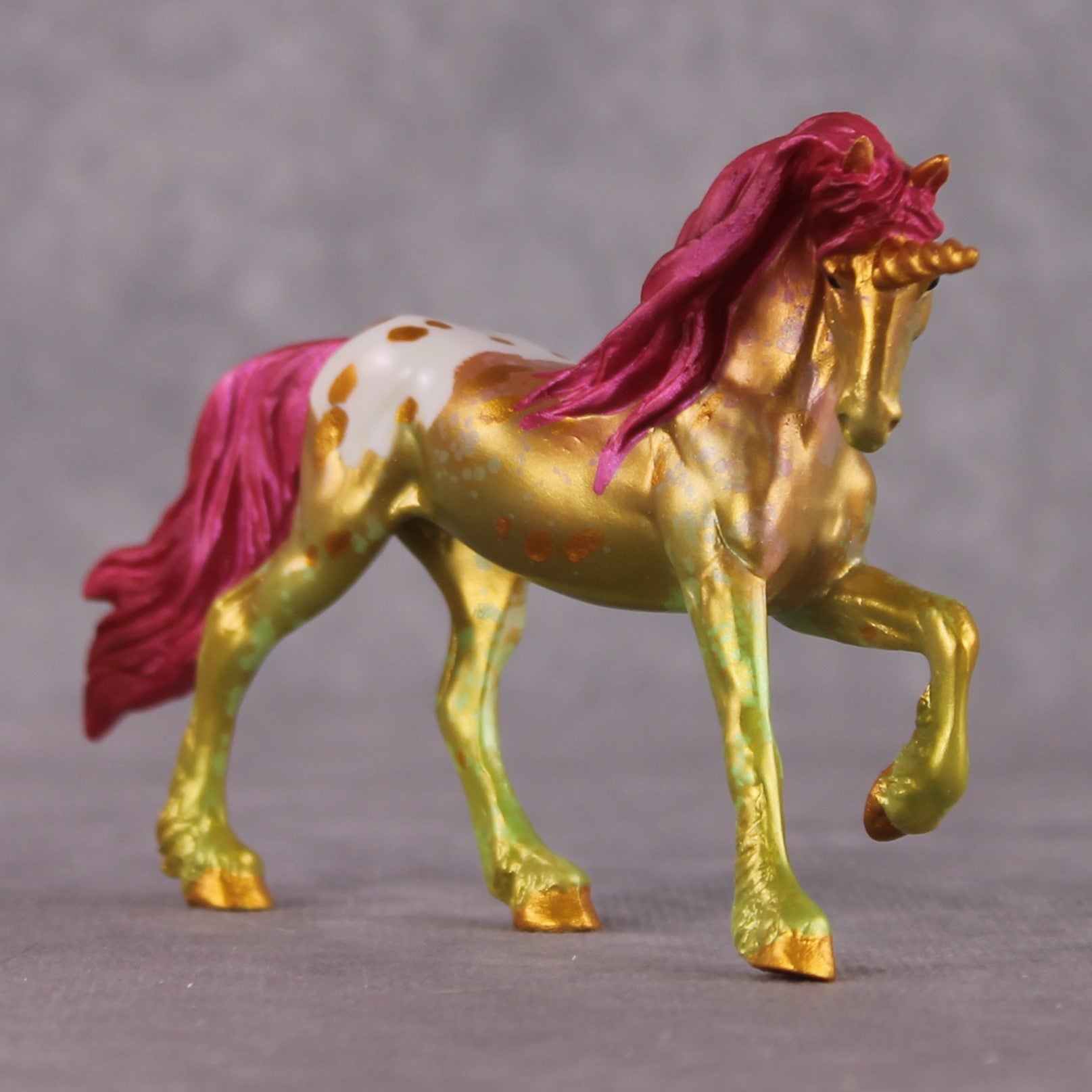 "Gilded" OOAK EFCM Unicorn Friesian Chip By Kristen Cermele - April GemStones Series