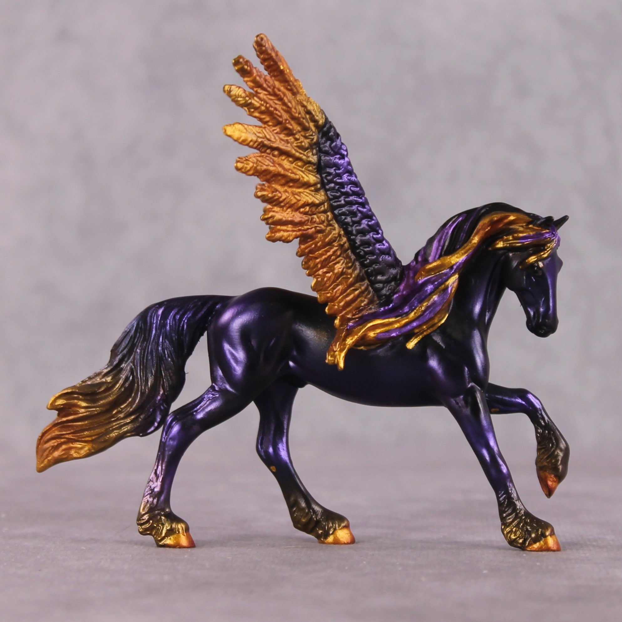 "Phantasia" OOAK EFCM Pegasus Friesian Chip By Kristen Cermele - April GemStones Series