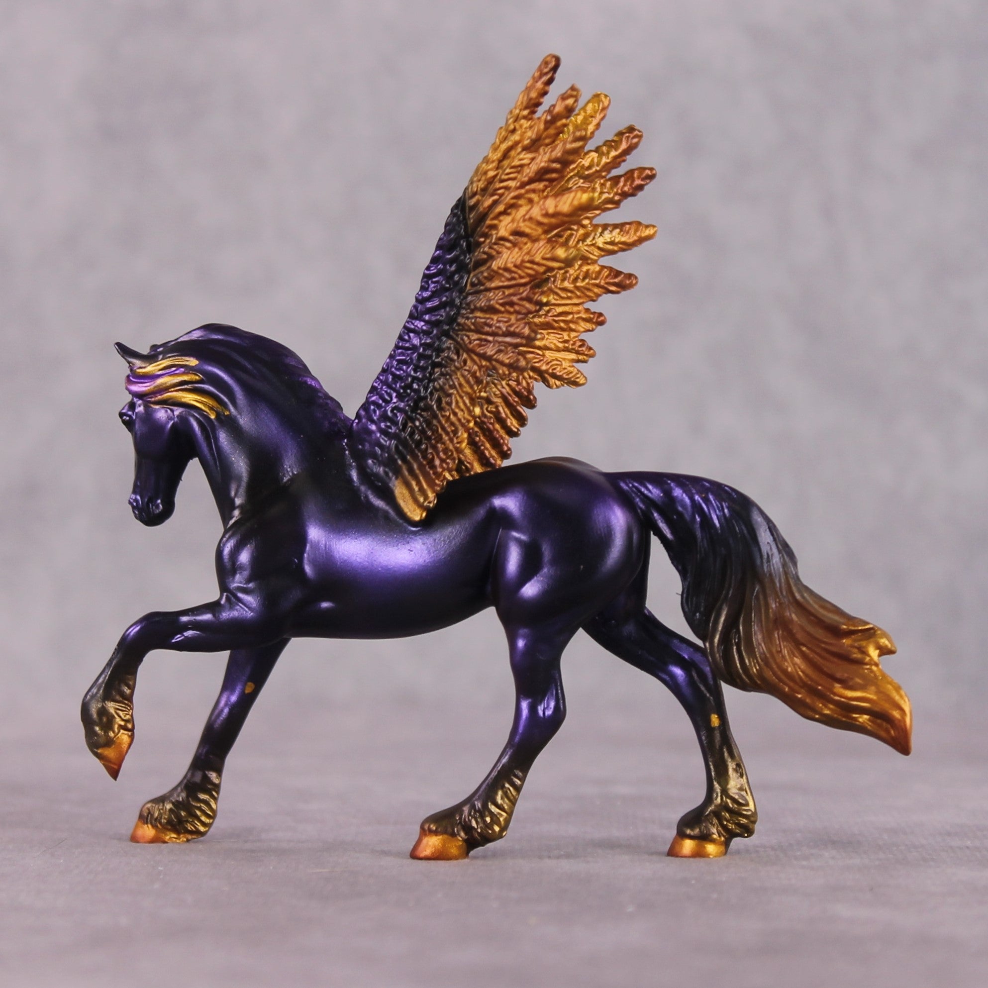 "Phantasia" OOAK EFCM Pegasus Friesian Chip By Kristen Cermele - April GemStones Series