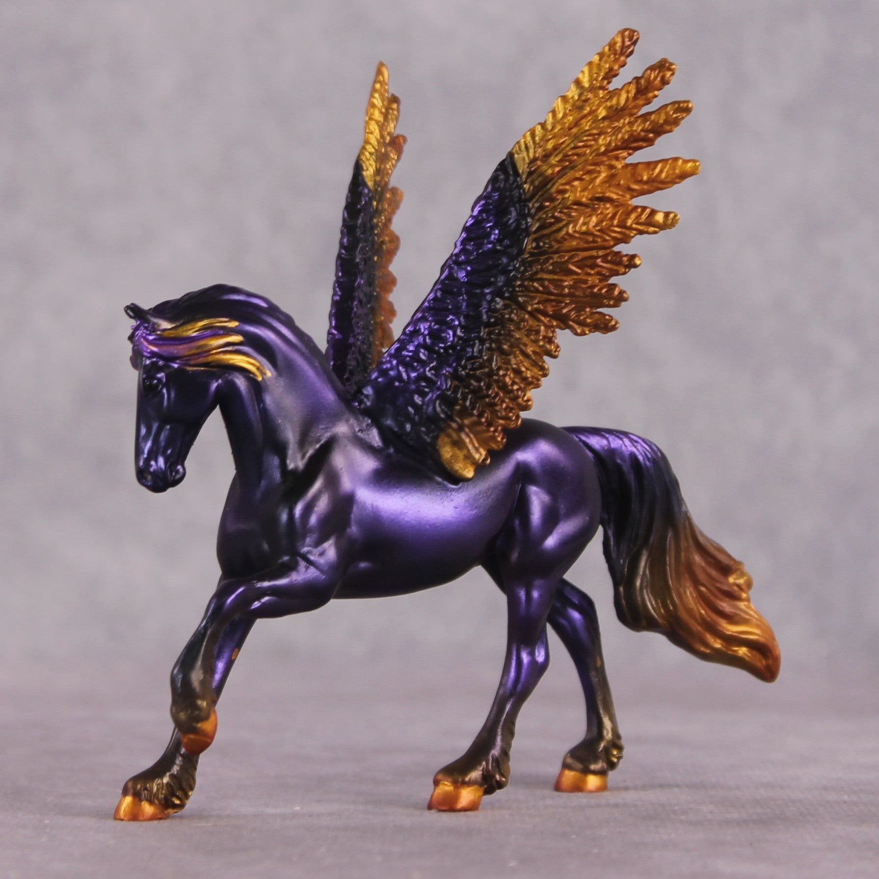 "Phantasia" OOAK EFCM Pegasus Friesian Chip By Kristen Cermele - April GemStones Series