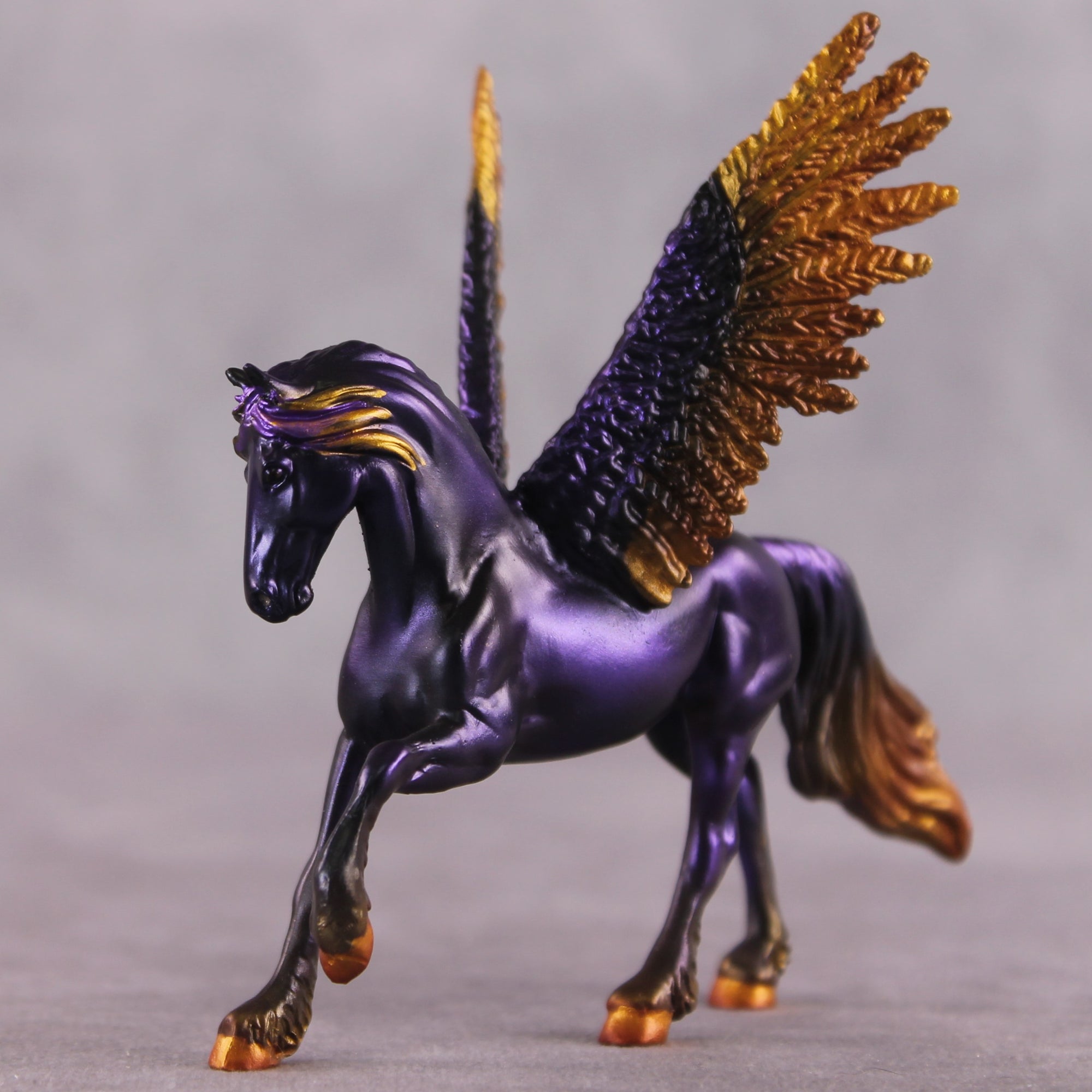 "Phantasia" OOAK EFCM Pegasus Friesian Chip By Kristen Cermele - April GemStones Series