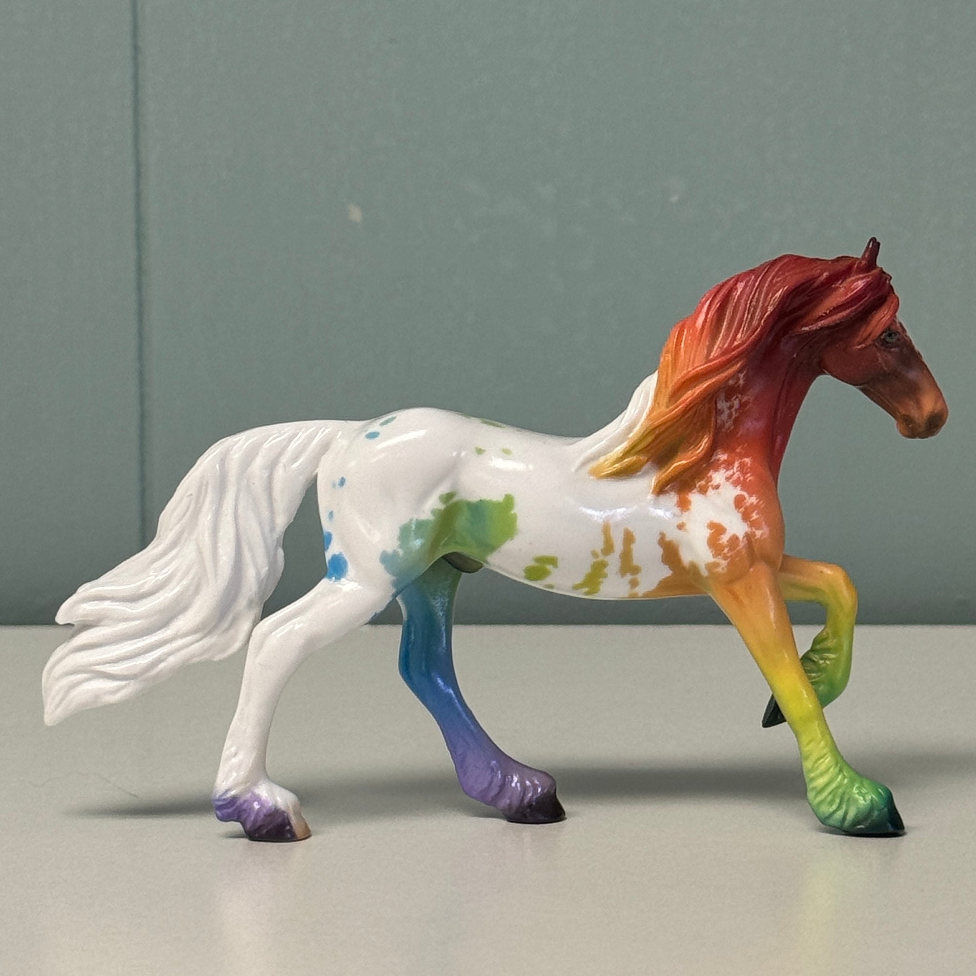 Novelty OOAK Rainbow Deco Appy Friesian Chip By Jess Hamill EQ24