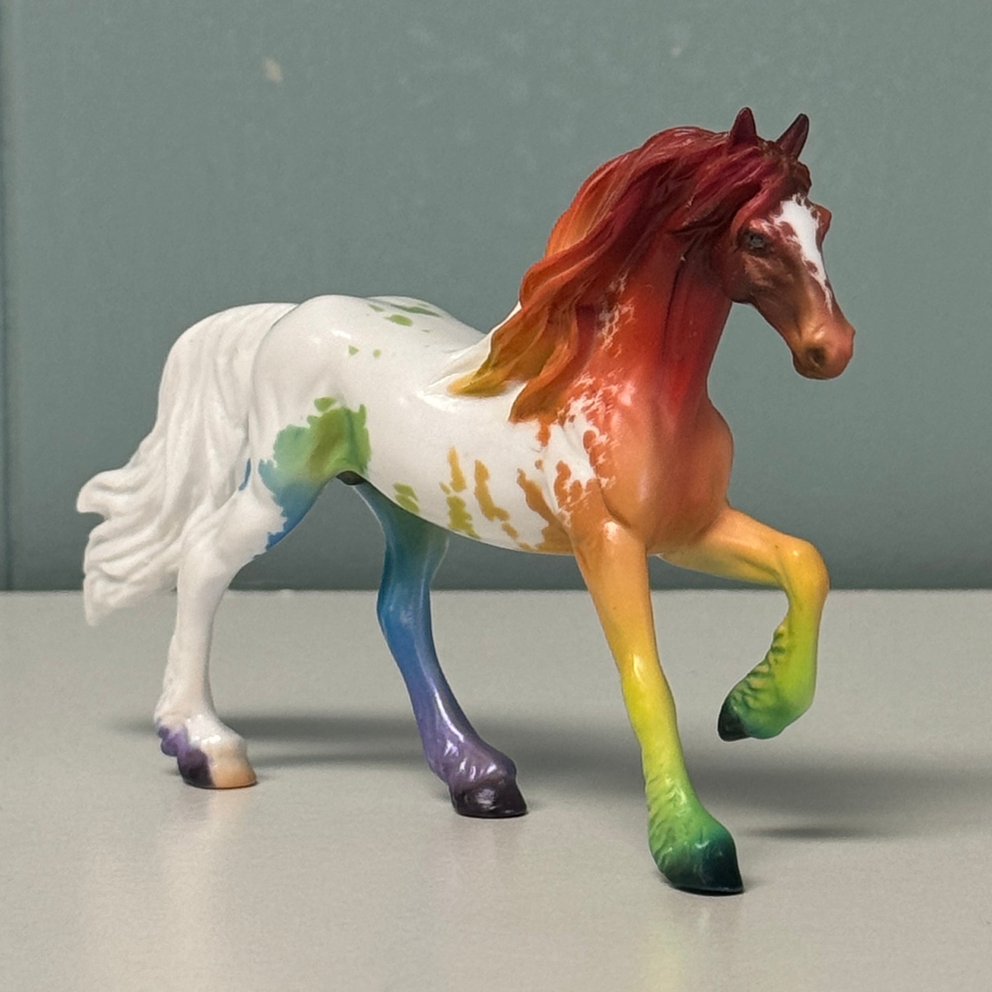 Novelty OOAK Rainbow Deco Appy Friesian Chip By Jess Hamill EQ24