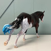 Wrapped In Denim OOAK Dark Bay Splash with Dyed Blue Streaks In Mane Remy By Ashley Palmer EQ24