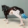 Wrapped In Denim OOAK Dark Bay Splash with Dyed Blue Streaks In Mane Remy By Ashley Palmer EQ24