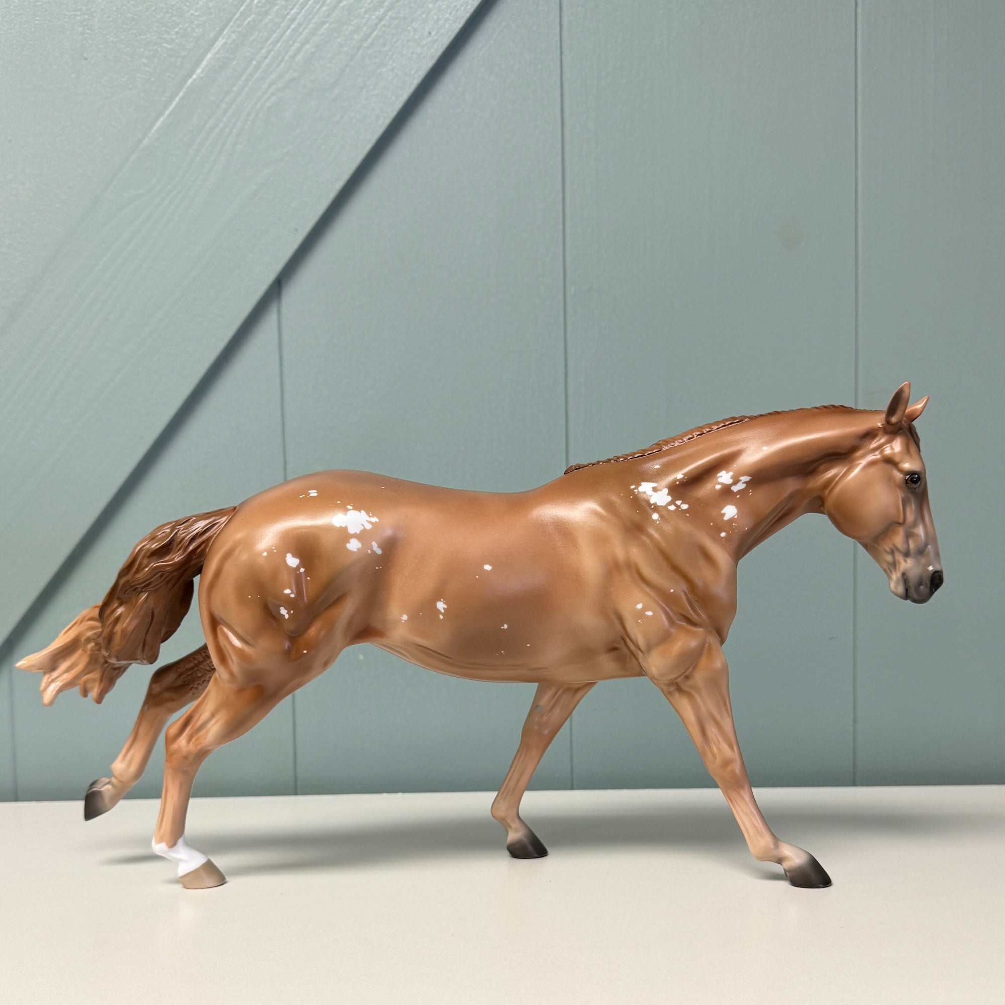 Rye OOAK Chestnut with Birdcathcher Spots Running Stock Horse By Jess Hamill EQ24