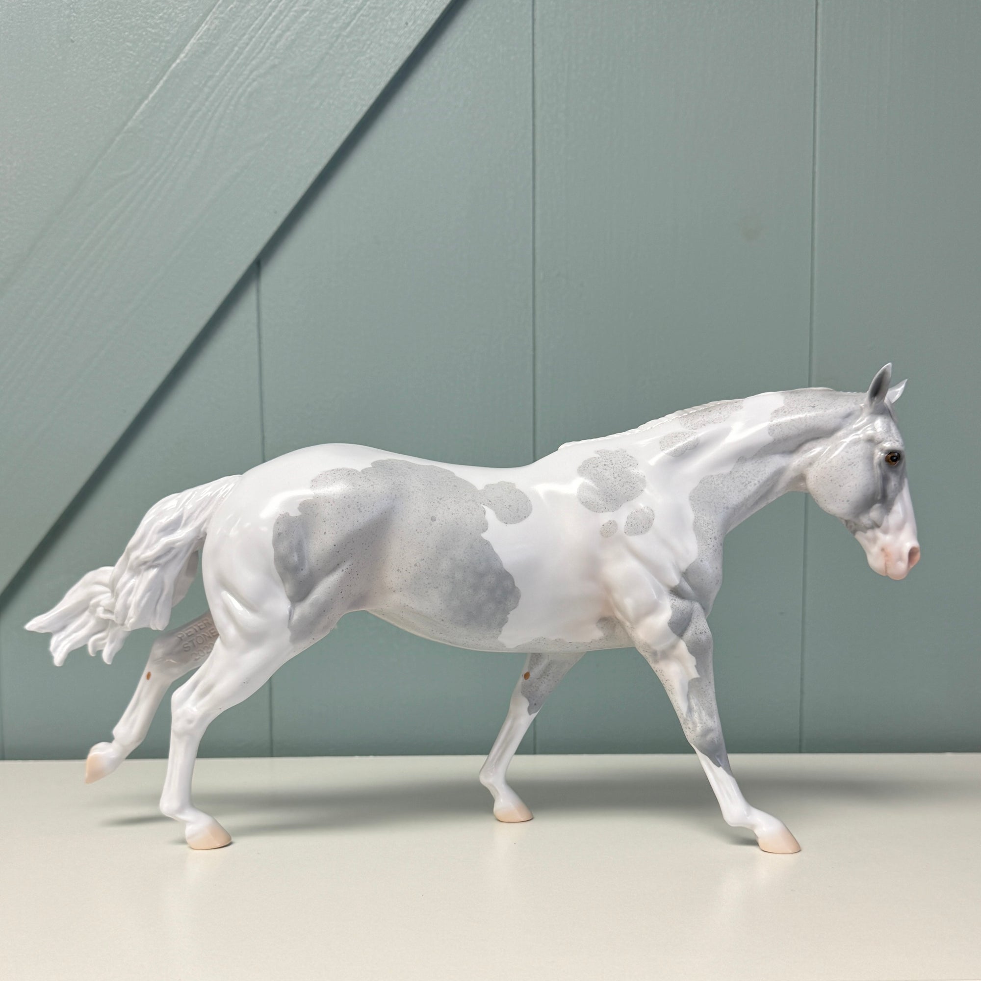 Maximillion OOAK Fleabitten Grey Tobiano Running Stock Horse By Jess Hamill EQ24